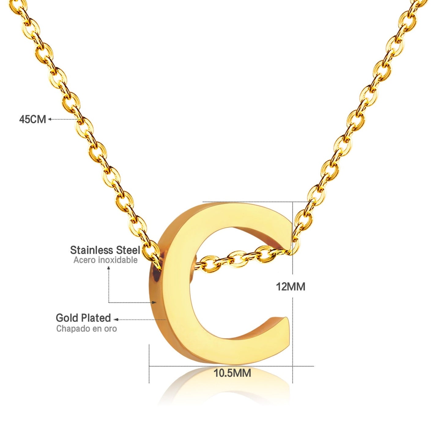 ASON Delicate Classic Style Initial 26 Letters Alphabet Chain Pendant Necklace Stainless Steel Gold Color Jewelry Chokers