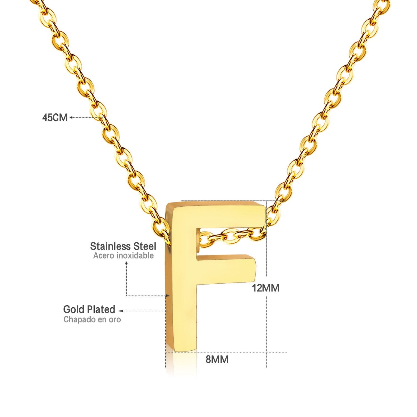 ASON Delicate Classic Style Initial 26 Letters Alphabet Chain Pendant Necklace Stainless Steel Gold Color Jewelry Chokers
