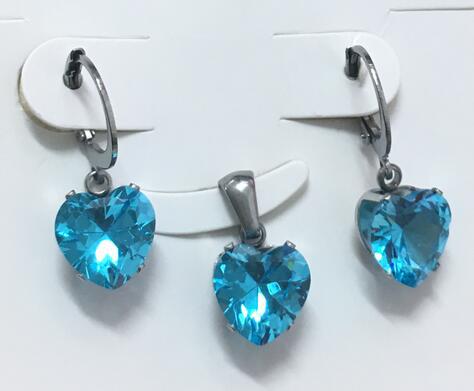 Heart Shape Luxury Jewelry Sets For Woman Dangle AAA Zirconia Earrings With Heart Fairy Aesthetic Pendant Necklace