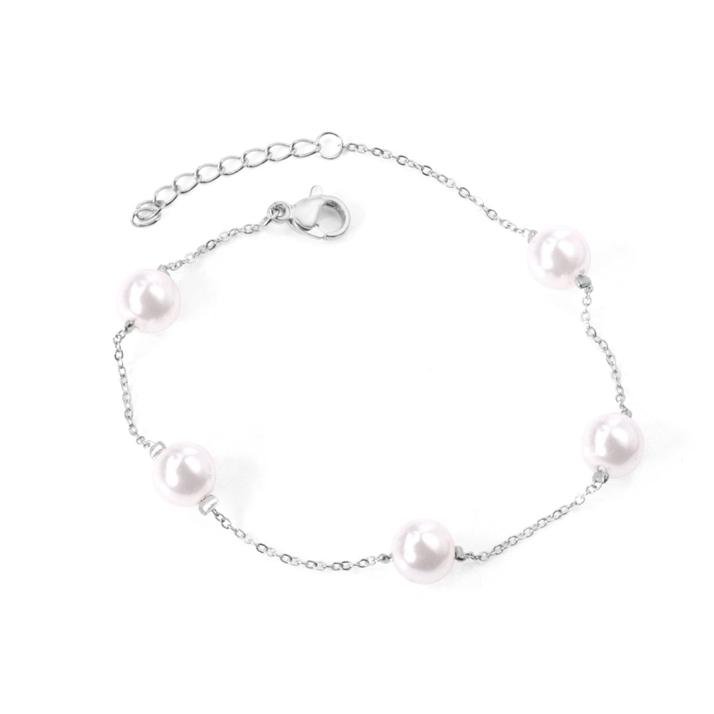 ASON Adjustable Imitation Pearl Chain Bracelets Bangles for Women Gold Color Stainless Steel Extender Fashion Jewelry Gift
