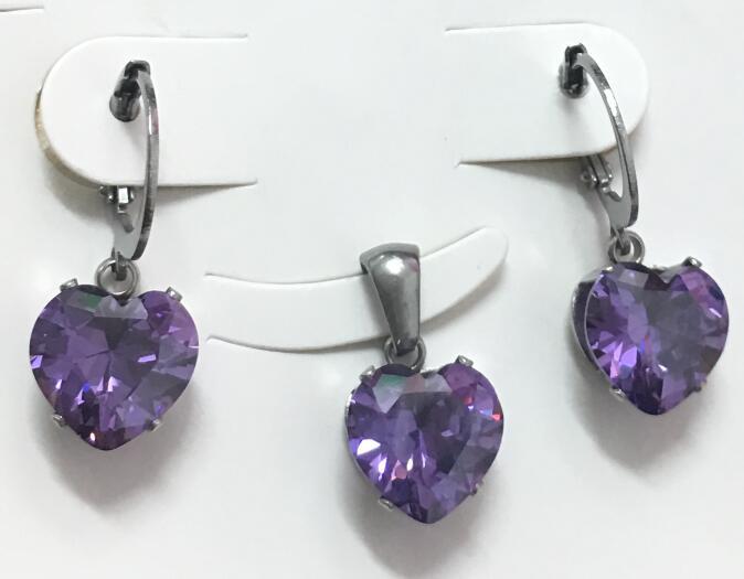 Heart Shape Luxury Jewelry Sets For Woman Dangle AAA Zirconia Earrings With Heart Fairy Aesthetic Pendant Necklace