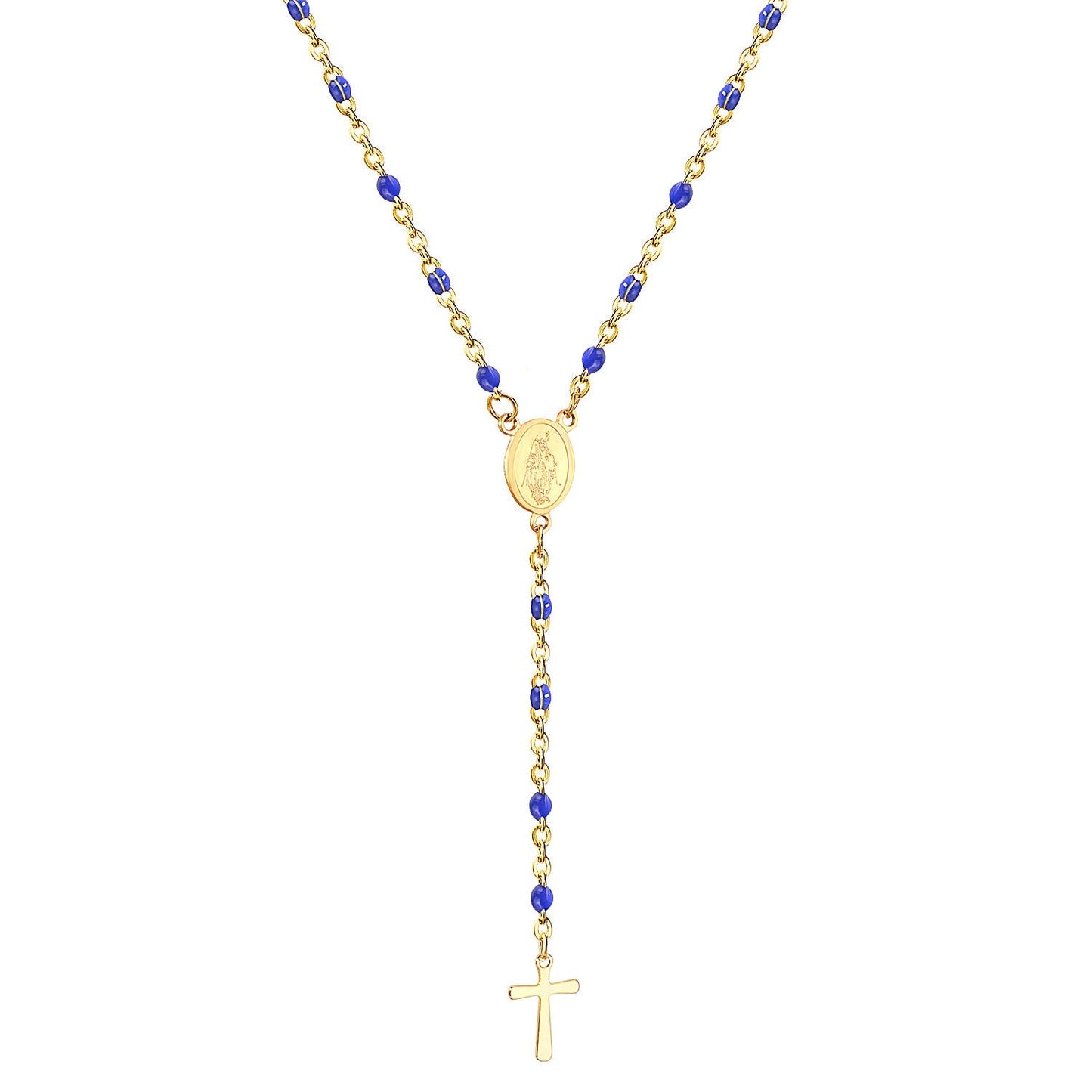 Wholesale Ason Long Scapular Catholic Rosaries Beads Christian Cross Pendant Necklaces Stainless Steel for Women Men Jewelry Chokers