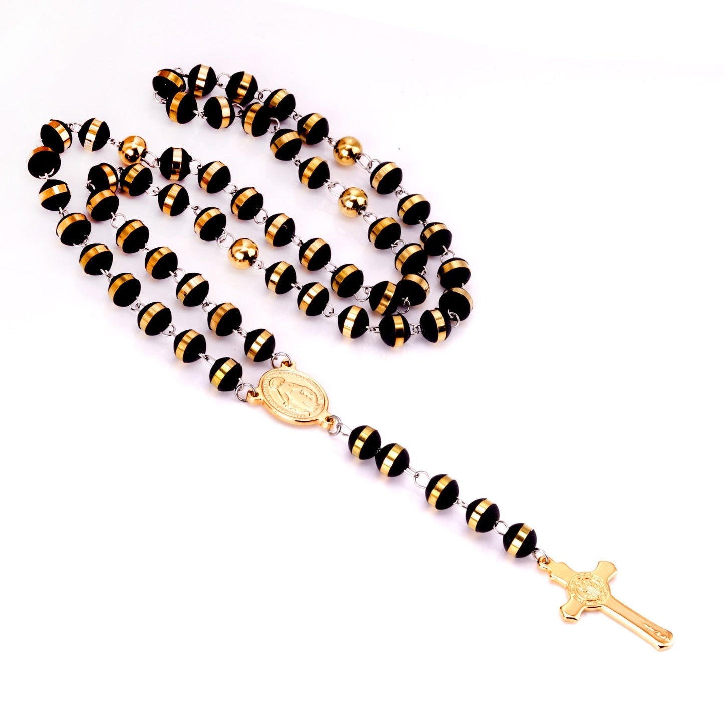 Wholesale Ason Long Scapular Catholic Rosaries Beads Christian Cross Pendant Necklaces Stainless Steel for Women Men Jewelry Chokers