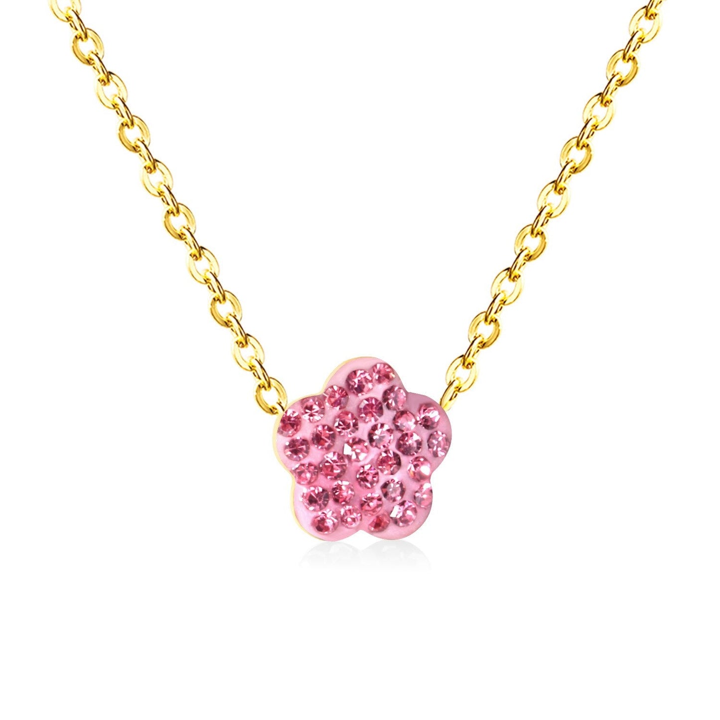 ASON Flower Clay Pendant Necklaces Stainless Steel 12 Color Wholesale Chain Jewelry Female Party Necklaces Wedding