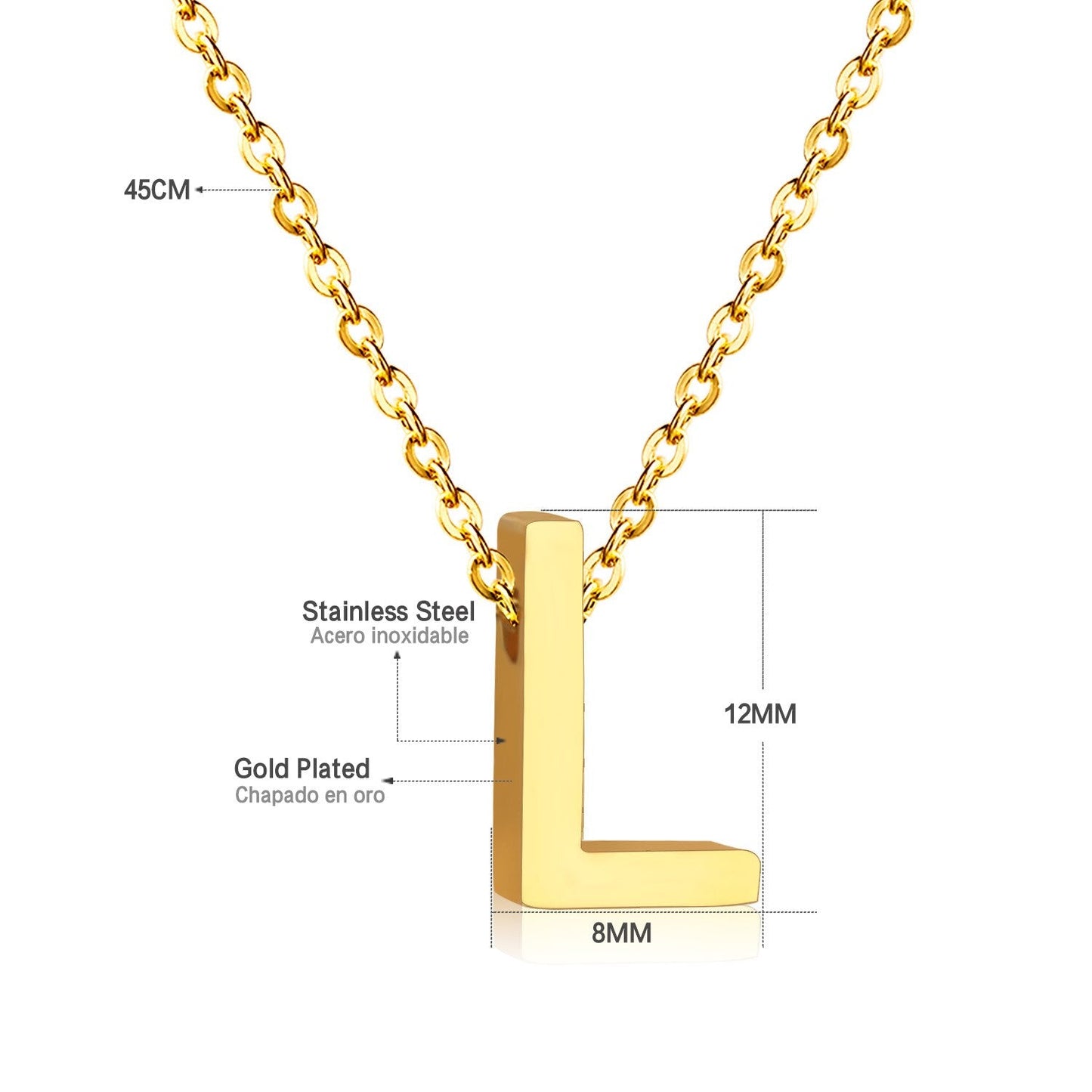 ASON Delicate Classic Style Initial 26 Letters Alphabet Chain Pendant Necklace Stainless Steel Gold Color Jewelry Chokers