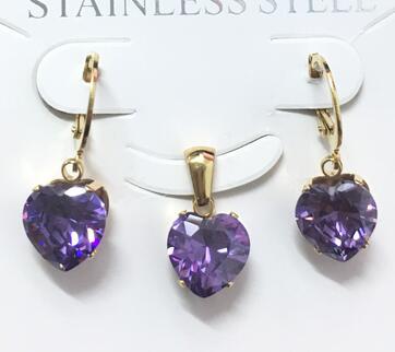 Heart Shape Luxury Jewelry Sets For Woman Dangle AAA Zirconia Earrings With Heart Fairy Aesthetic Pendant Necklace
