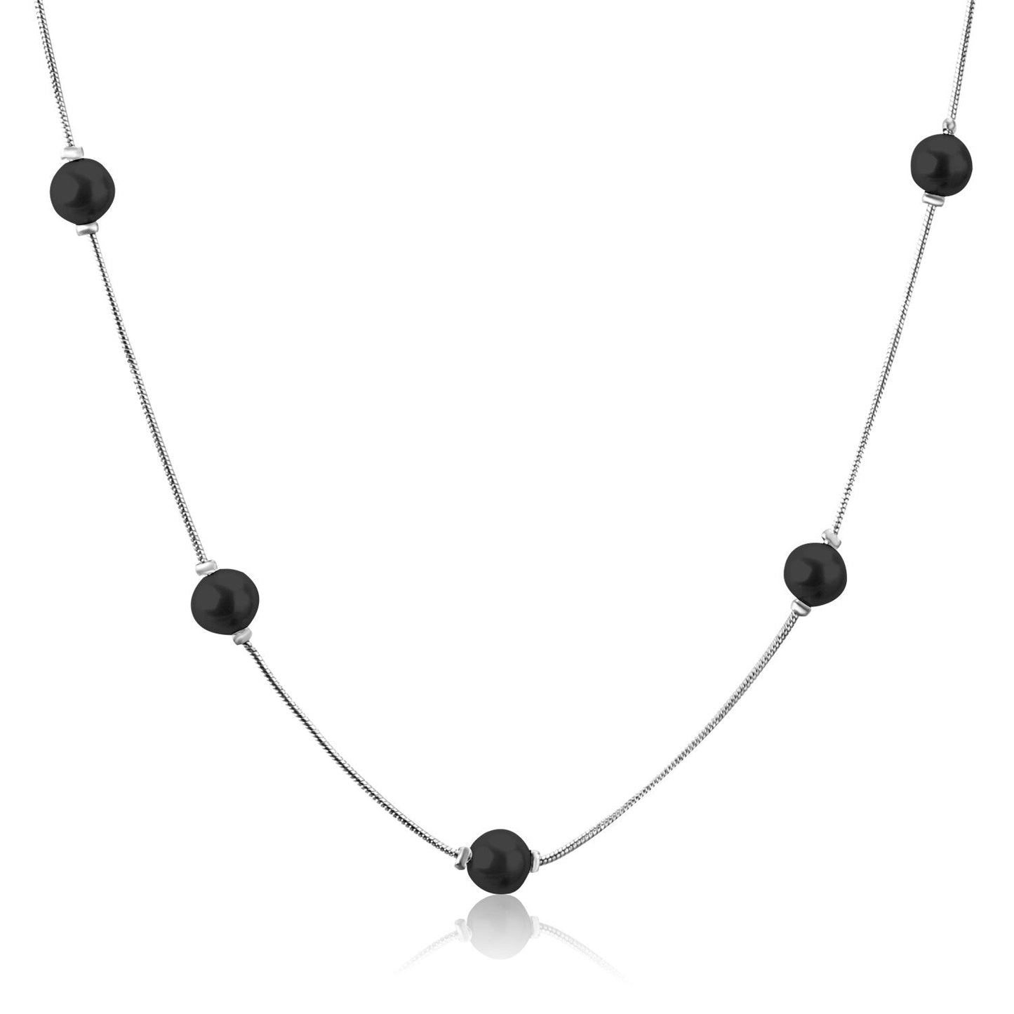 ASON White Black Round Imitation Pearl Pendant Necklace Gold Color Stainless Steel Snake Chain Jewelry Gift Party Chokers