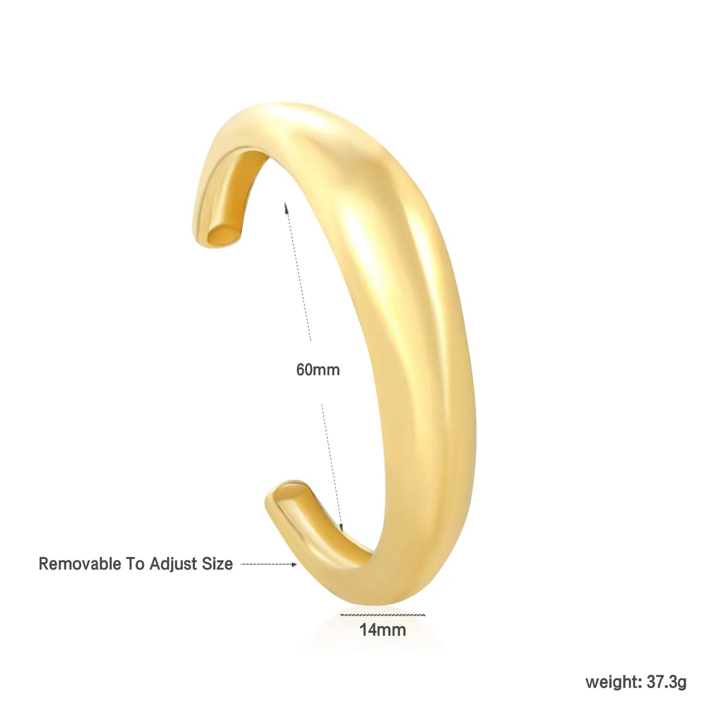 ✨ Wholesale 14mm 60mm ID Cuff Bangle | Irregular Smooth Design | Steel/Gold Finish
