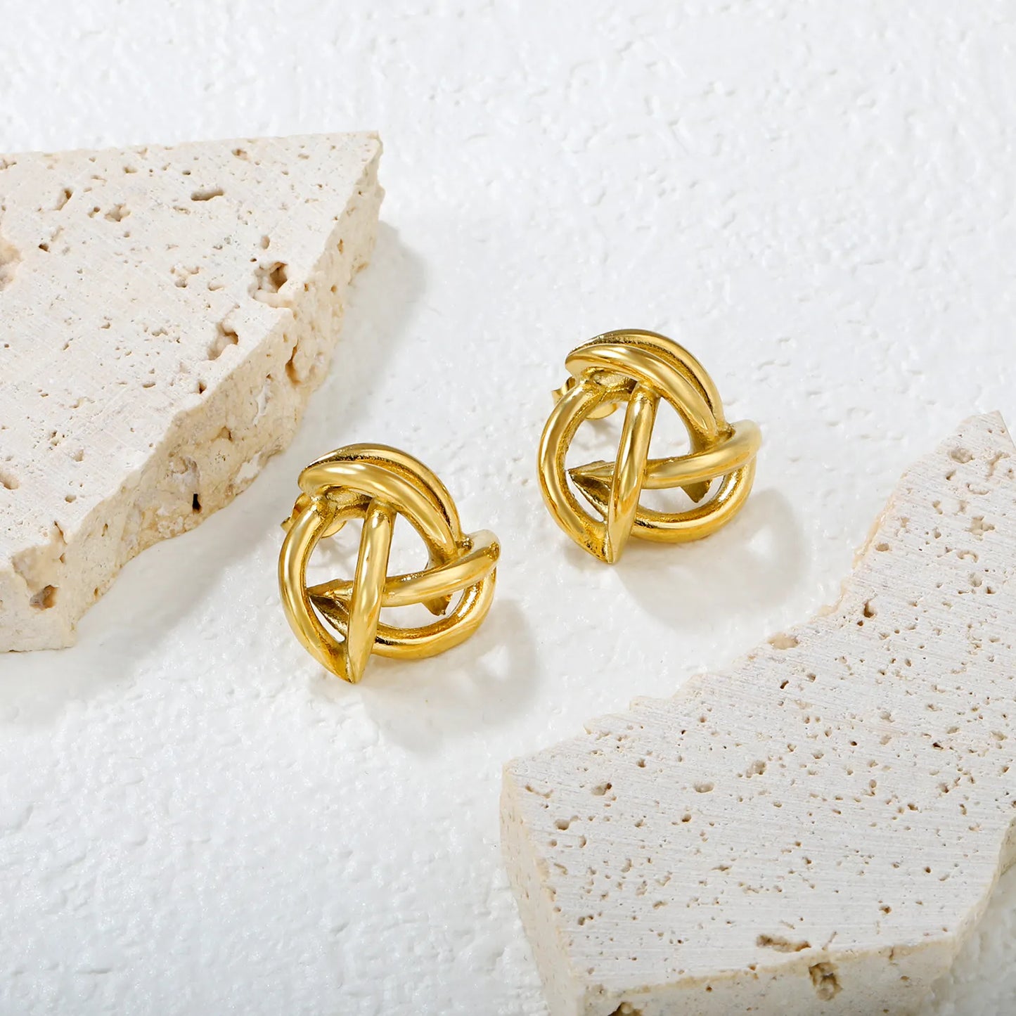 ✨🌪️ Wholesale 20x19mm Hollow Hoop Earrings | Gold Stainless Steel | Windmill Design