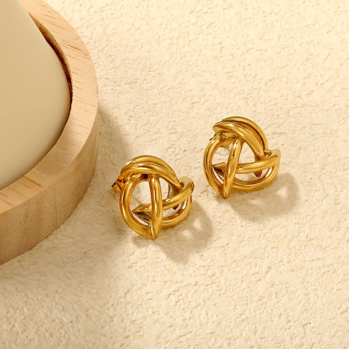 ✨🌪️ Wholesale 20x19mm Hollow Hoop Earrings | Gold Stainless Steel | Windmill Design