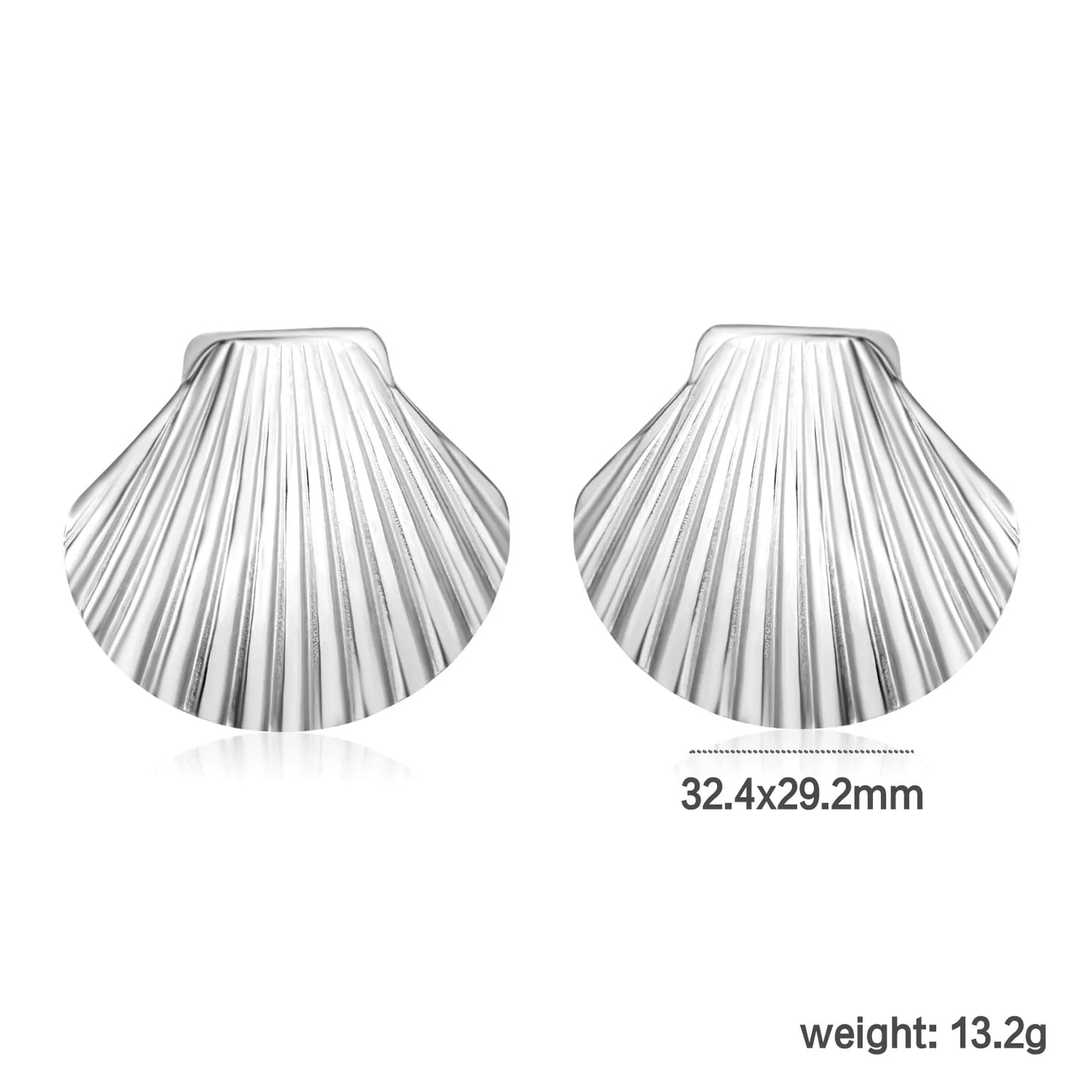 ✨ Wholesale Stainless Steel Shell Earrings | 32.4*29.2mm Natural Mother-of-Pearl | Gold/Steel/Two-Tone Colors | Hypoallergenic Studs