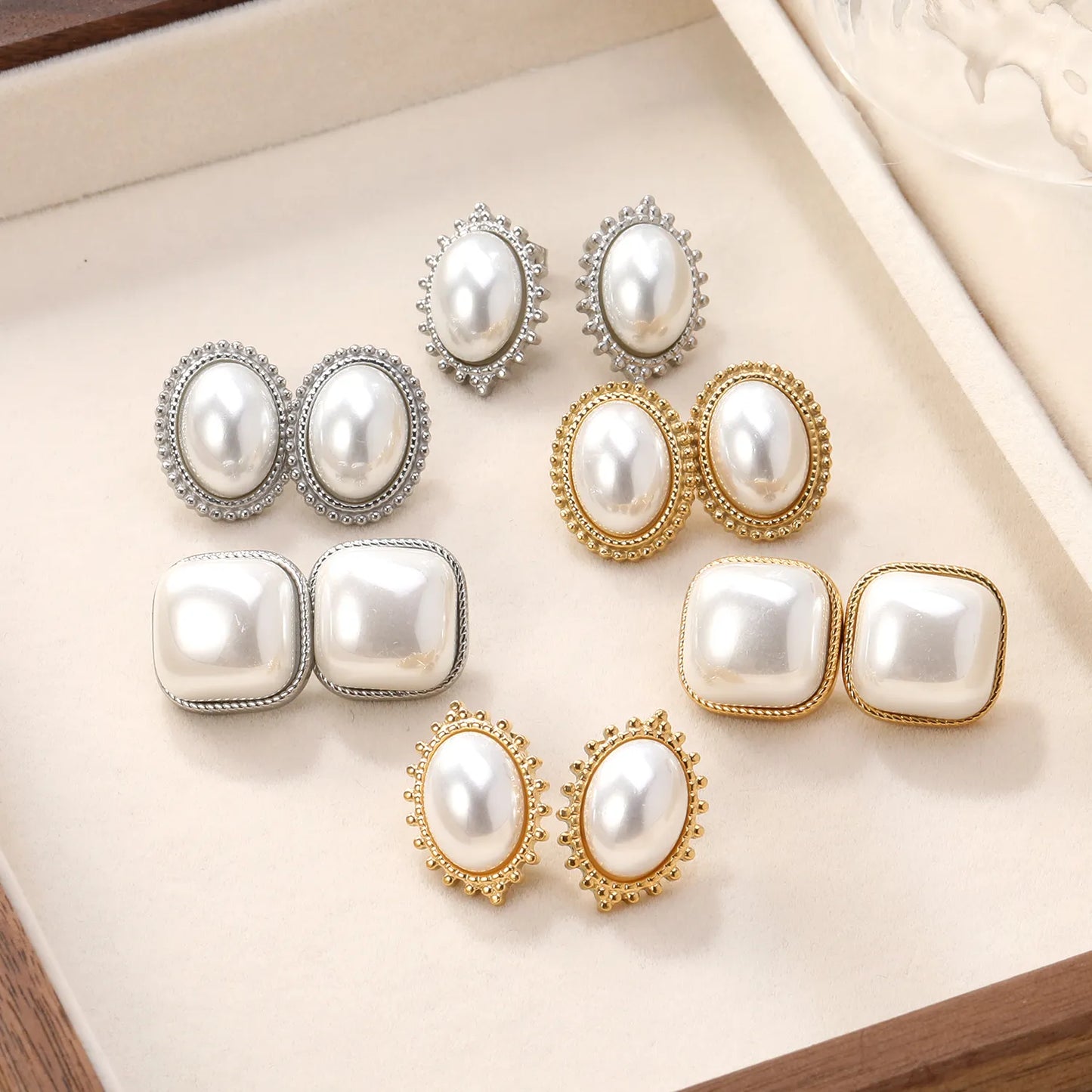 ✨ 18K Gold-Plated Pearl Earrings Wholesale (MOQ 12+) | Stainless Steel Hypoallergenic 🌍 | Fake Pearl Studs & Dangles