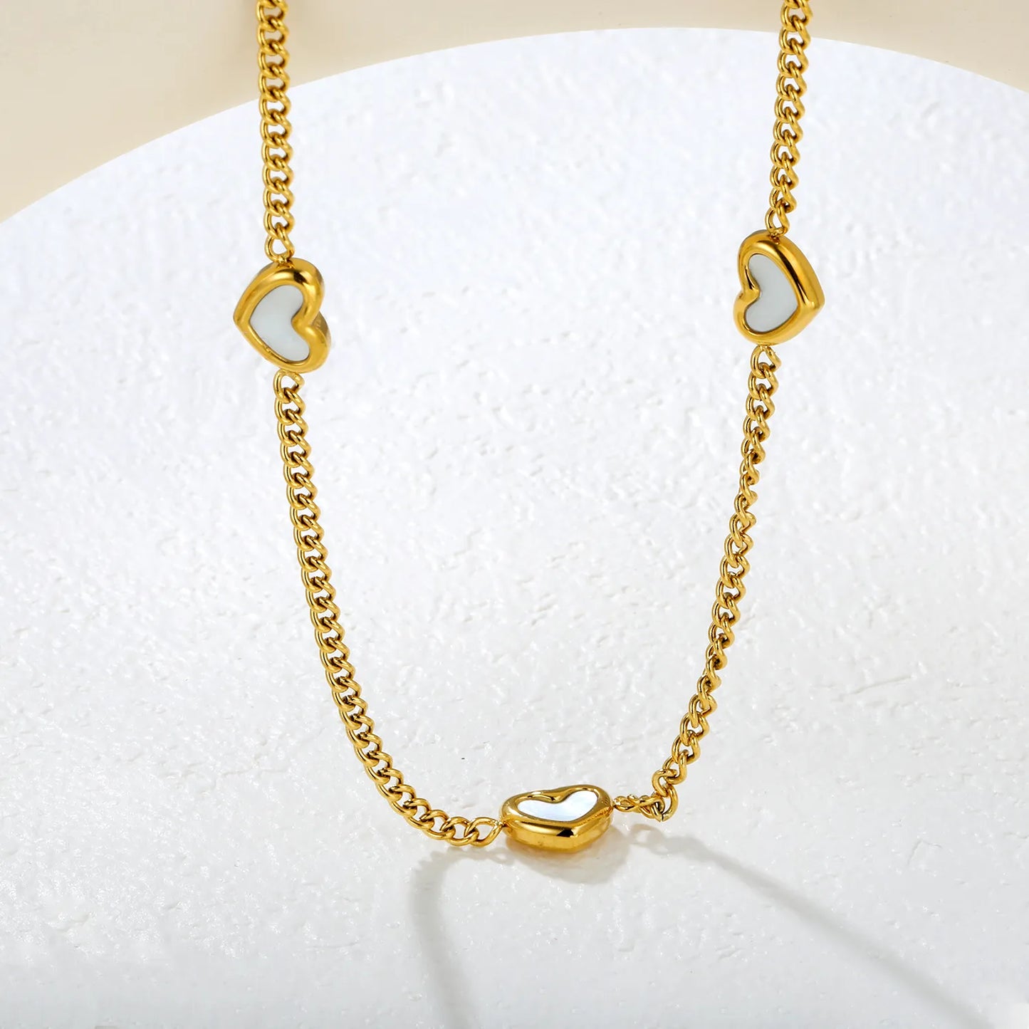 ✨💖 Wholesale 11x9mm Shell Heart Pendant Necklace | 40+5cm Gold Chain | Beach Jewelry