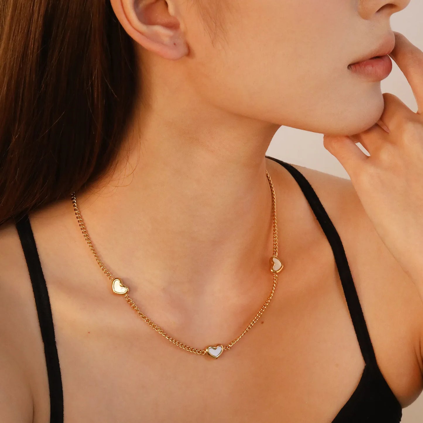 ✨💖 Wholesale 11x9mm Shell Heart Pendant Necklace | 40+5cm Gold Chain | Beach Jewelry