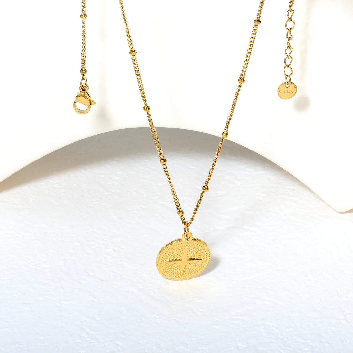 ✨ Wholesale Gold Stainless Steel Beaded Side Chain Necklace | 0.4mm Beaded Chain 40+5cm with Oval Lobster Clasp | Ready for Pendants