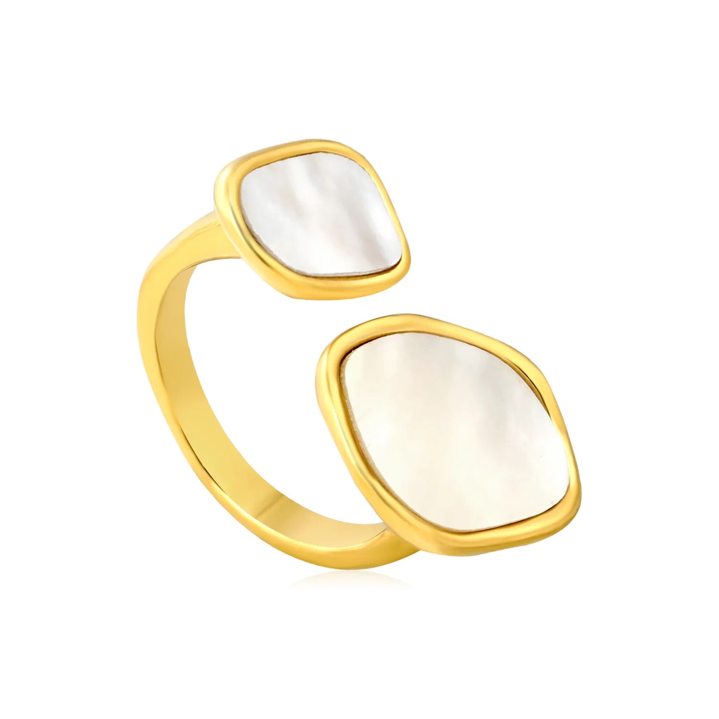 ✨ Wholesale 14mm Shell Open Ring | Gold Stainless Steel | Boho Beach Jewelry