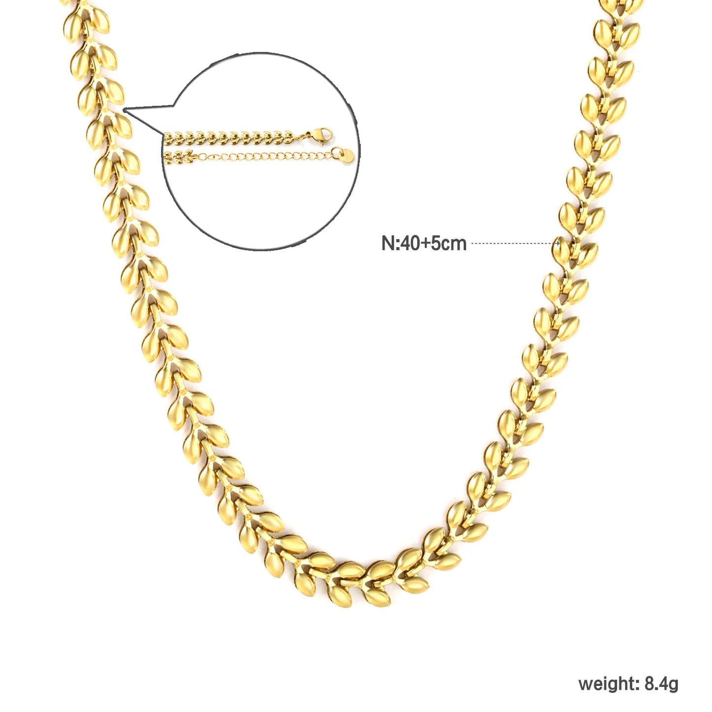 ✨ 18k gold plated Leaf Shape 40+5cm Stainless Steel Chain Necklace Wholesale (MOQ 12+) | Durable Jewelry Chains 🌍 | Box/Cable/Rope/Franco Links