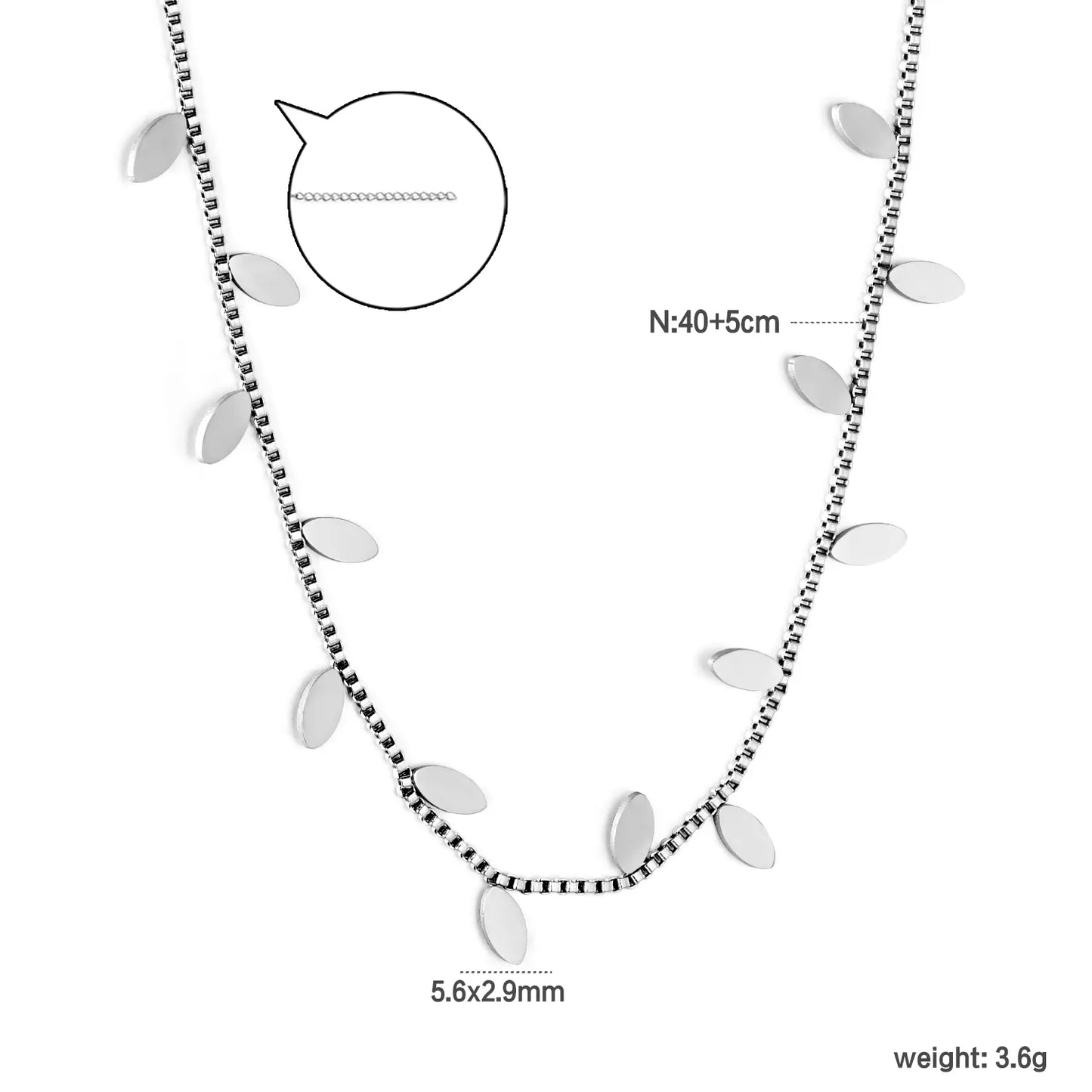 ✨ 18k gold plated Leaf Shape 40+5cm Stainless Steel Chain Necklace Wholesale (MOQ 12+) | Durable Jewelry Chains 🌍 | Box/Cable/Rope/Franco Links