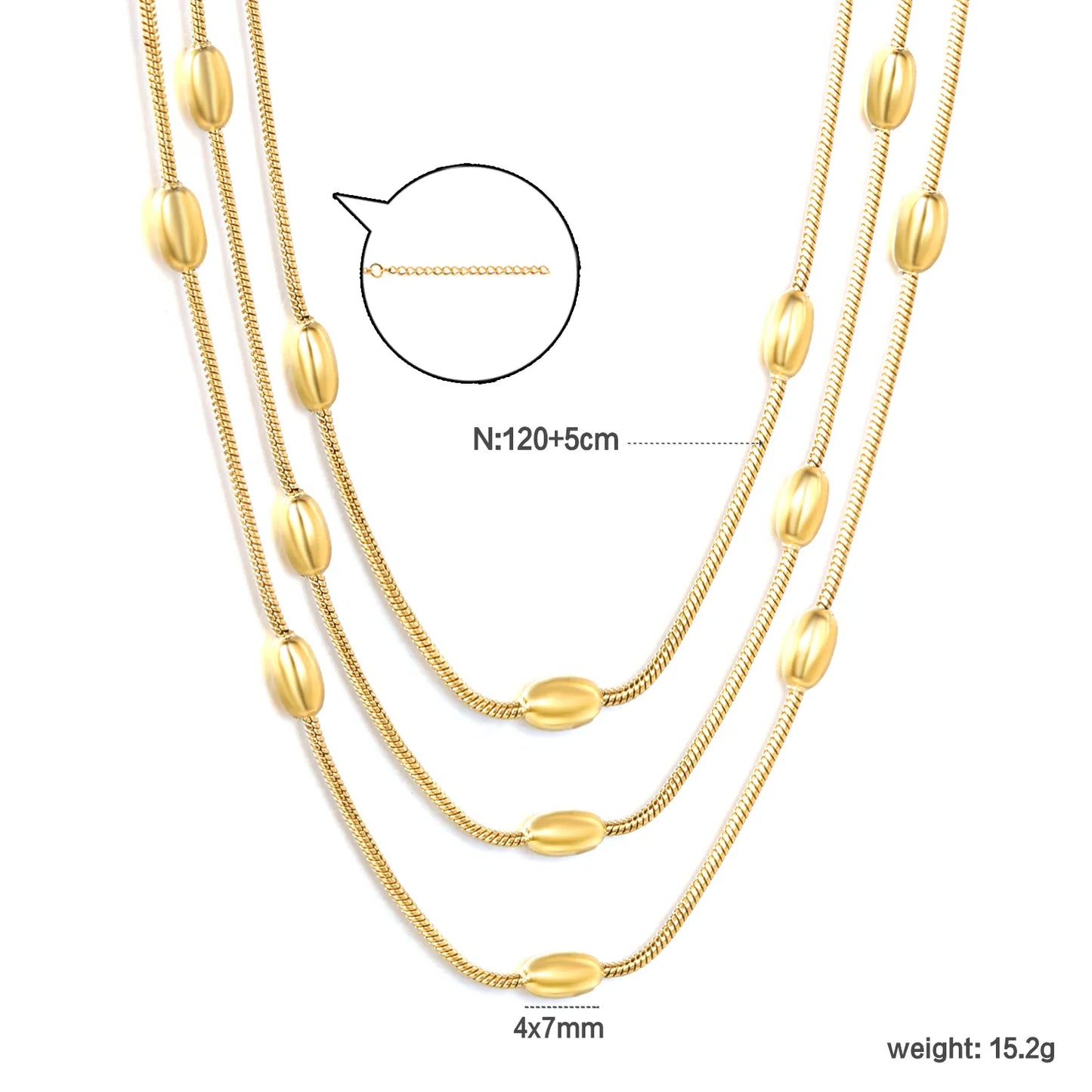 ✨ 120+5cm 18k gold plated Extended layering Stainless Steel Chain Necklace Wholesale (MOQ 12+) | Durable Jewelry Chains 🌍 | Box/Cable/Rope/Franco Links