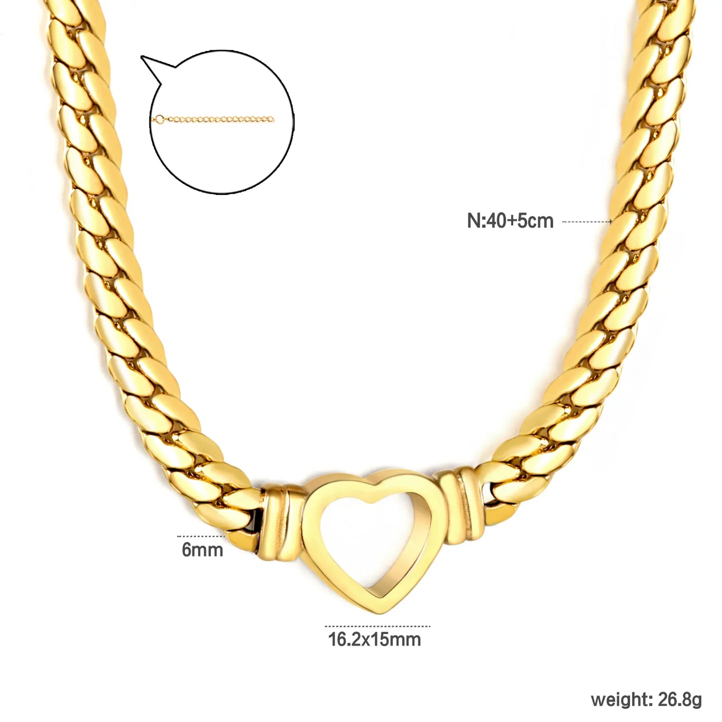 ✨ PVD 18k gold Love Shape Stainless Steel Chain Necklace Wholesale (MOQ 12+) | Durable Jewelry Chains 🌍 | Box/Cable/Rope/Franco Links