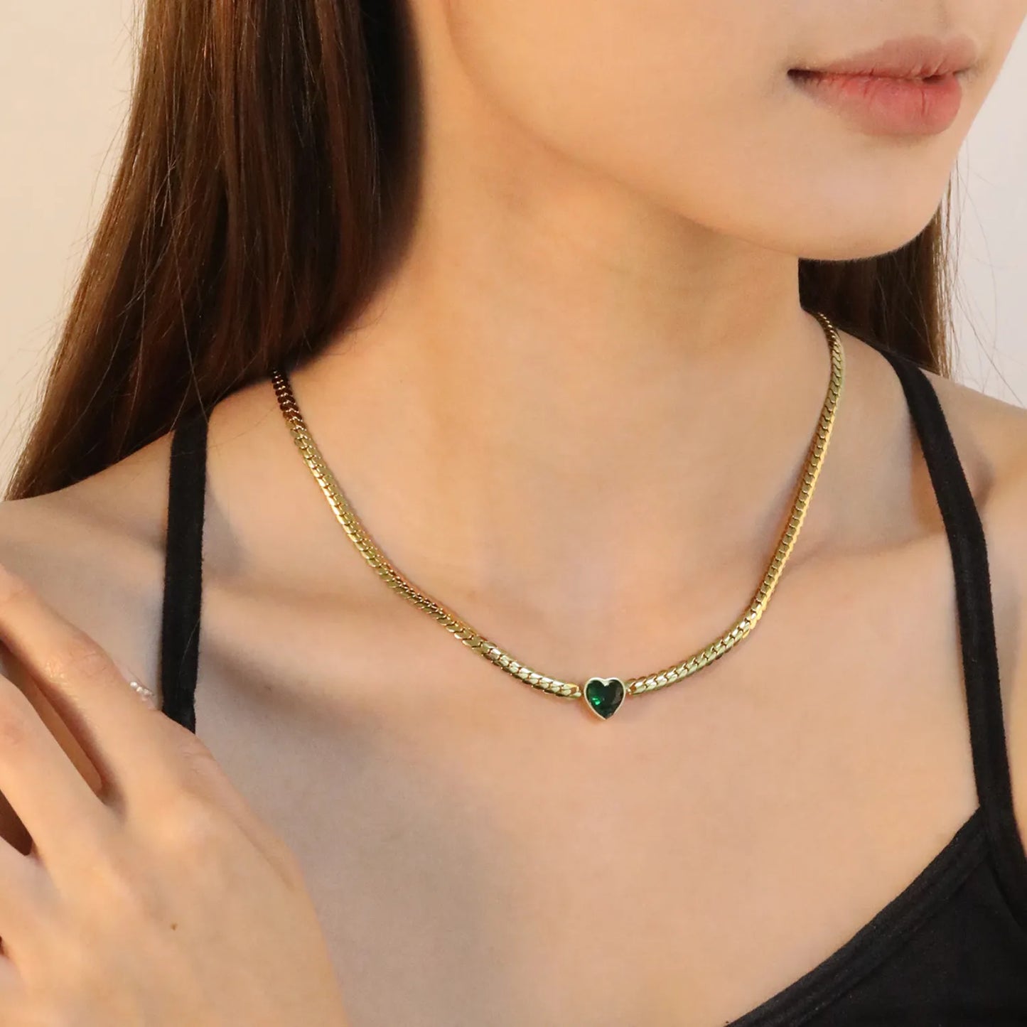 ✨ 40+5cm 18k gold plated Zircon With Love Shape Stainless Steel Chain Necklace Wholesale (MOQ 12+) | Durable Jewelry Chains 🌍 | Box/Cable/Rope/Franco Links