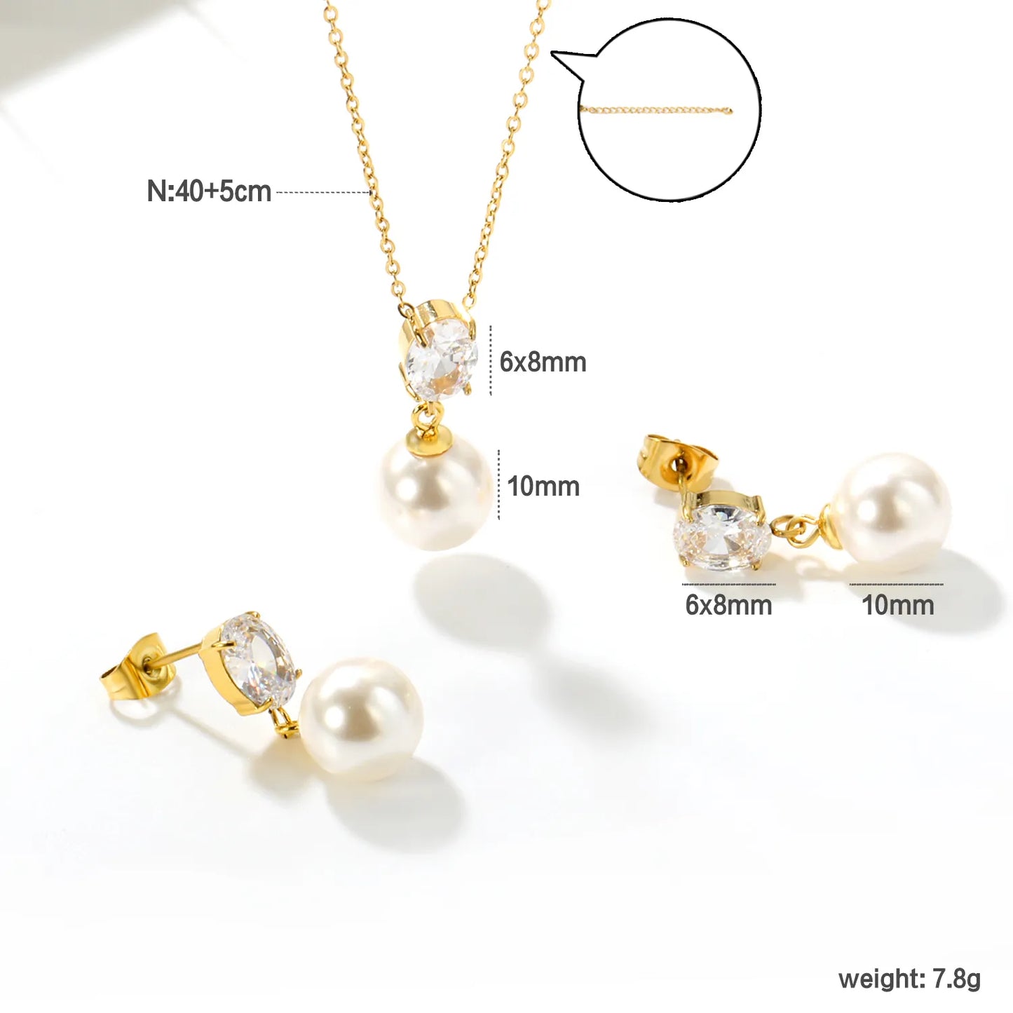 ✨💎 18K Gold Zircon Jewelry Set Wholesale (MOQ 12+) | Stainless Steel Necklace & Earrings 🌍 | Hypoallergenic Luxury Gift Set