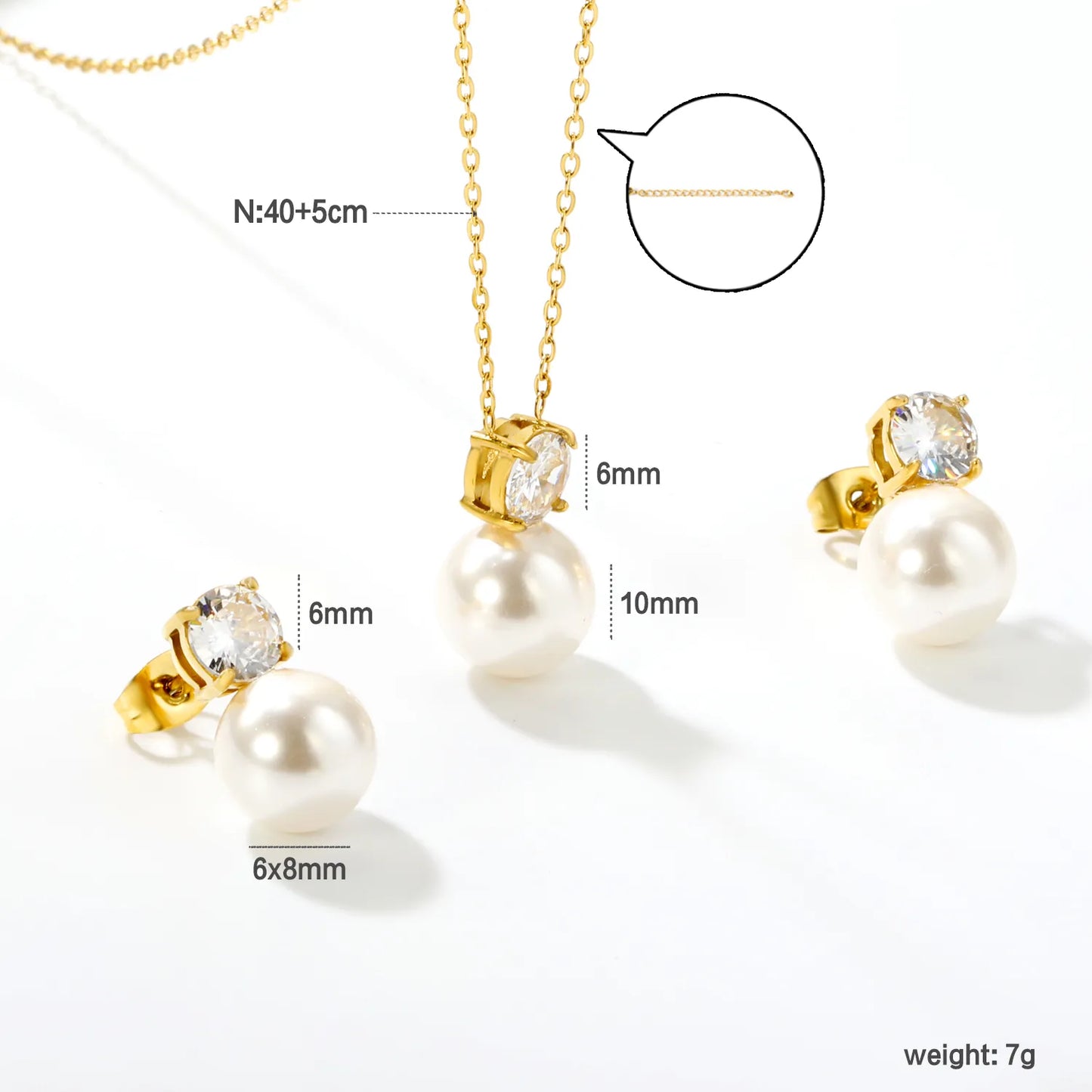 ✨💎 18K Gold Zircon Jewelry Set Wholesale (MOQ 12+) | Stainless Steel Necklace & Earrings 🌍 | Hypoallergenic Luxury Gift Set