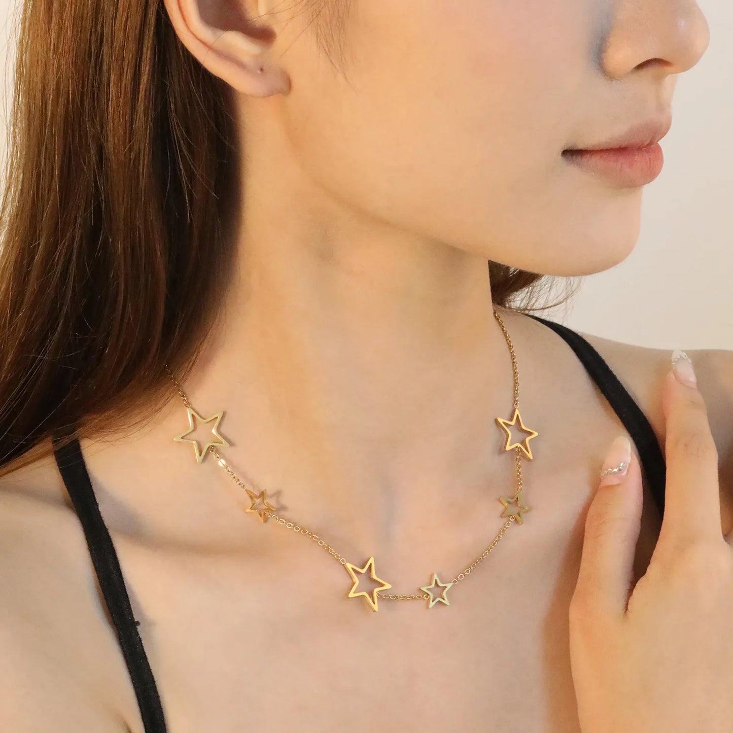 ✨ 18k gold plated Five-pointed Star Shape Stainless Steel Necklaces Wholesale (12+ Pieces) | Hypoallergenic & Tarnish-Free 🌍 | Trendy Pendants & Chains