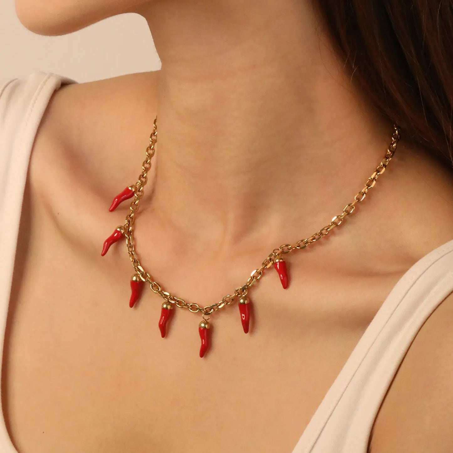 ✨ 18k gold plated Chili pepper Shape Stainless Steel Necklaces Wholesale (12+ Pieces) | Hypoallergenic & Tarnish-Free 🌍 | Trendy Pendants & Chains