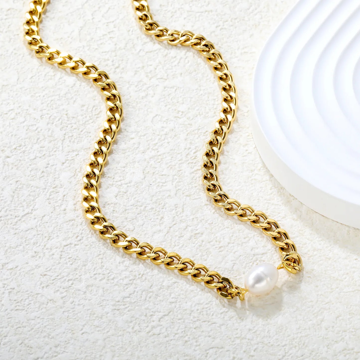 ✨ Wholesale Pearl Necklace Set | 5-8mm Freshwater Pearls | Gold Chain + Cross Charm