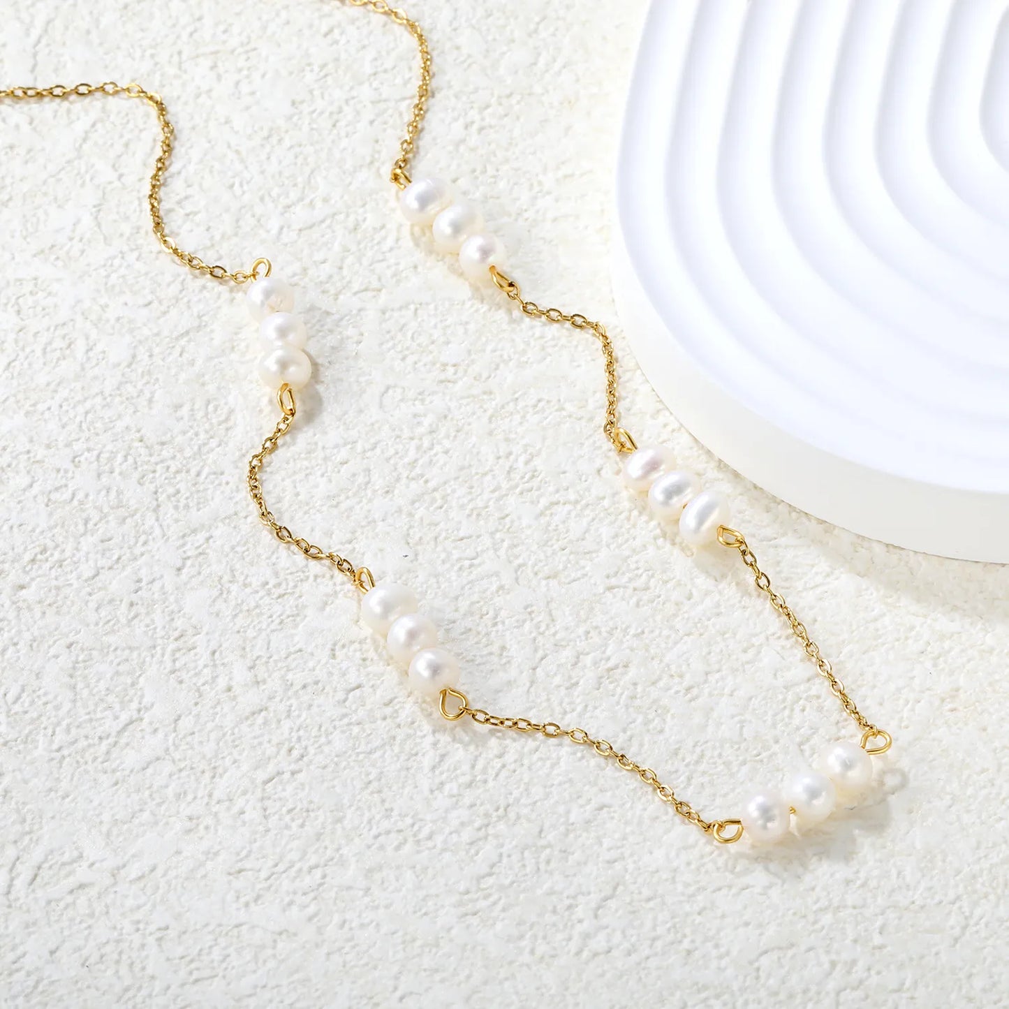 ✨ Wholesale Pearl Necklace Set | 5-8mm Freshwater Pearls | Gold Chain + Cross Charm