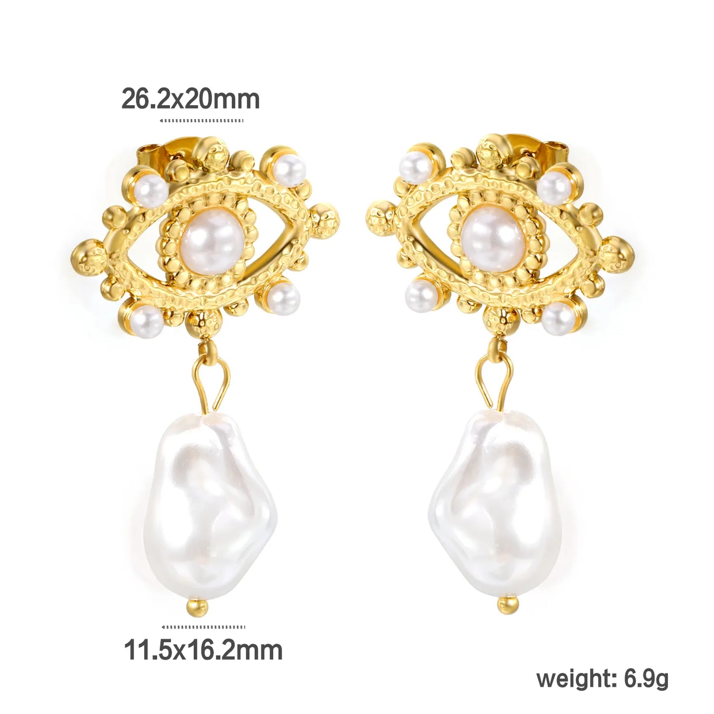Wholesale 18K Gold-Plated Pearl Drop Earrings Wholesale (MOQ 12+) | Stainless Steel Hypoallergenic 🌍 | Fake Pearl Studs & Dangles