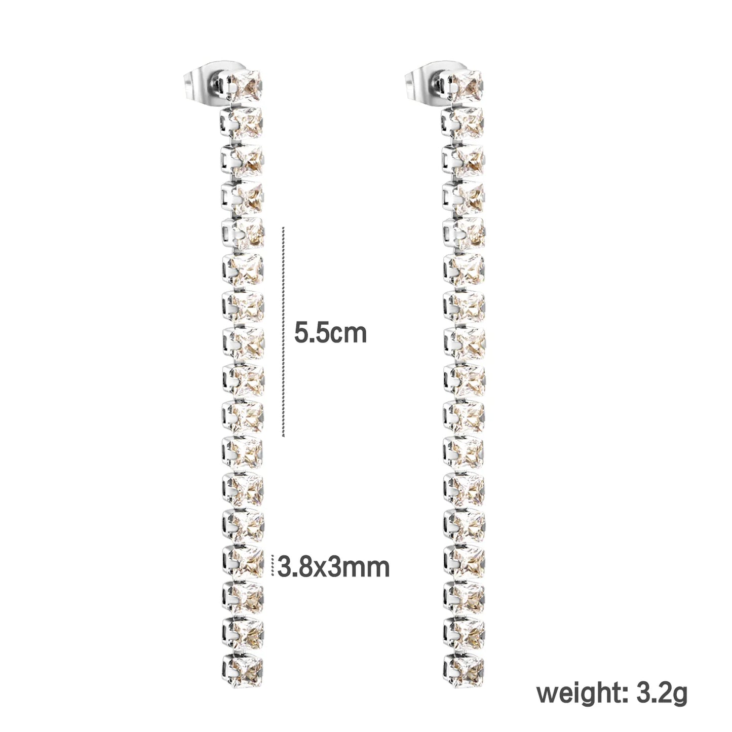 Wholesal 18k gold plated White Zircon Stainless Steel Hypoallergenic Drop Earrings – Bulk Wholesale (12+ Pairs) 🌍 EU/US Supplier Trendy & Durable