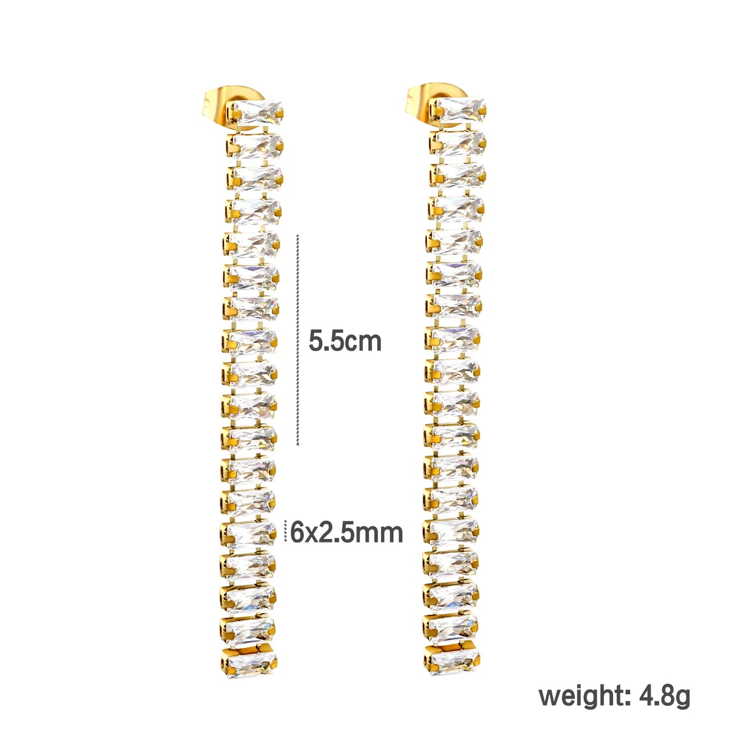 Wholesale 5.5cmX6x2.5mm White Zircon&Rainbow Zircon Stainless Steel Hypoallergenic Drop Earrings – Bulk Wholesale (12+ Pairs) 🌍 EU/US Supplier Trendy & Durable