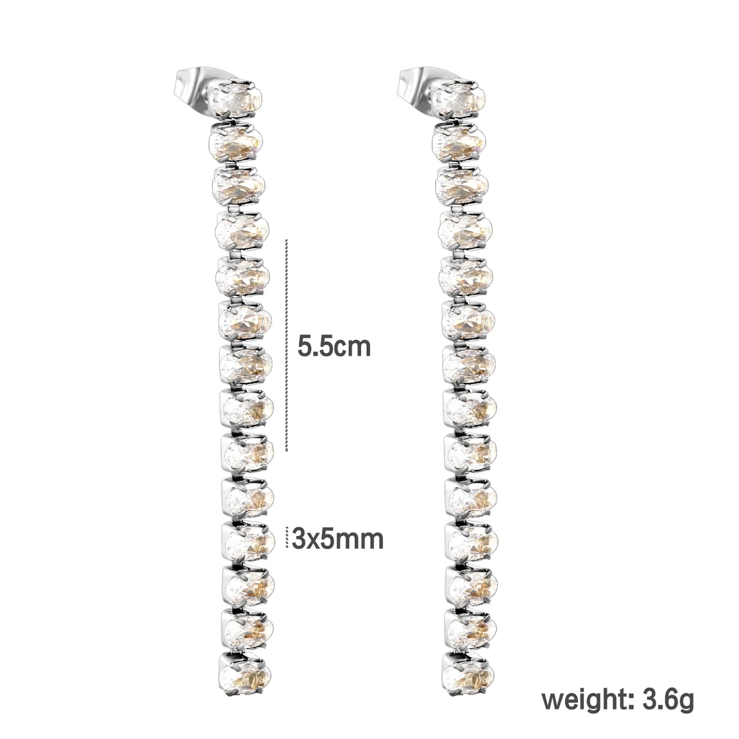 Wholesale 5.5cmX3x5mm White Zircon&Rainbow Zircon Stainless Steel Hypoallergenic Drop Earrings – Bulk Wholesale (12+ Pairs) 🌍 EU/US Supplier Trendy & Durable