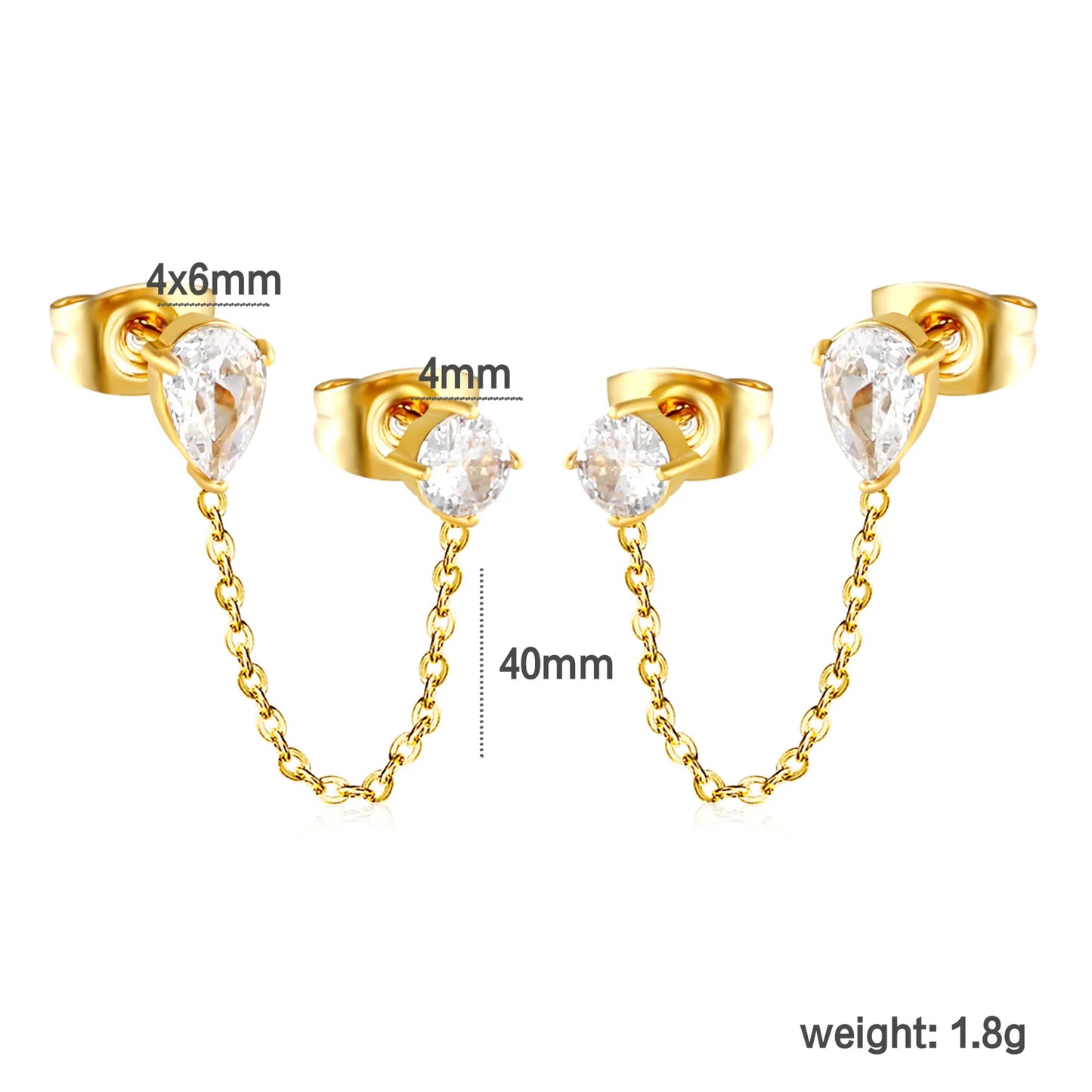 Wholesale 4mm Round + 4x6mm Teardrop Earrings & 9mm Double-Pin Star Earrings | 8-Point White Diamonds | Gold