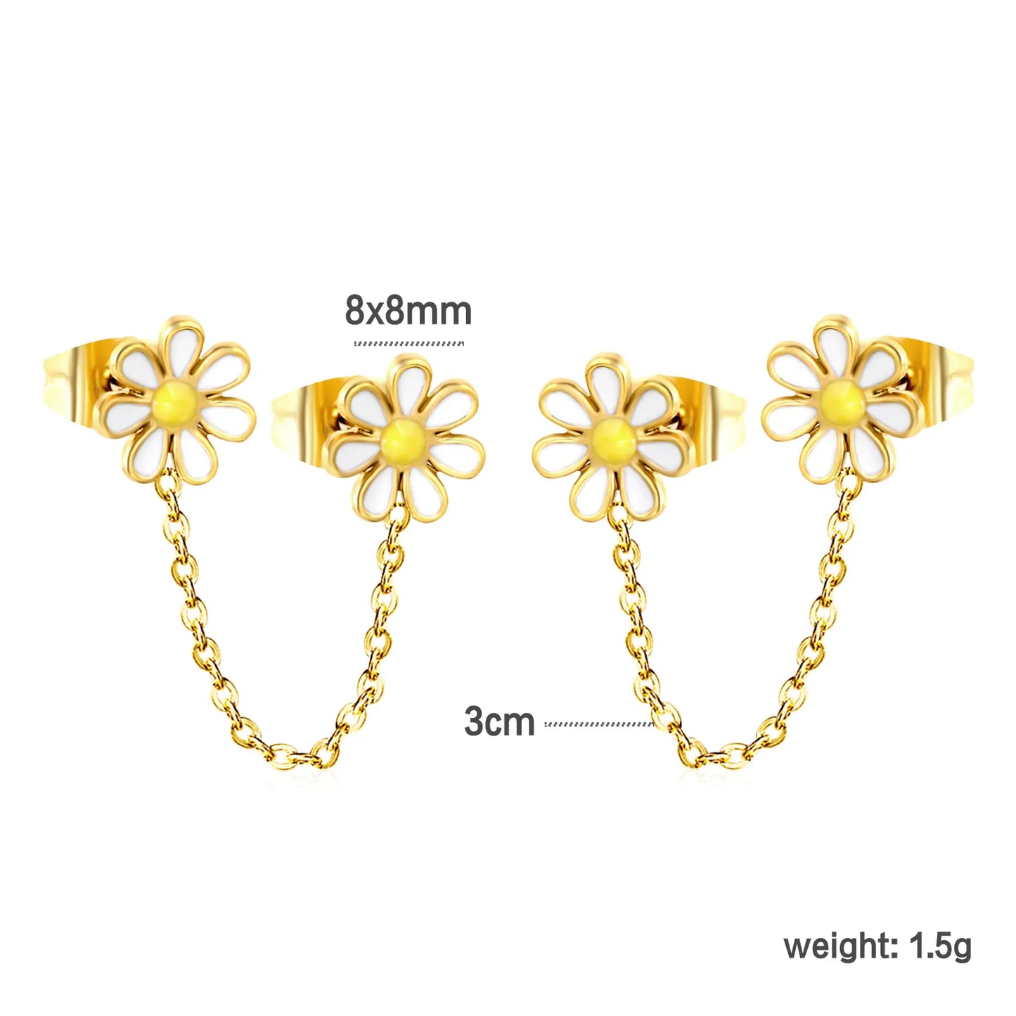Wholesale 18k Gold Plated Daisy shape Stainless Steel Hypoallergenic Drop Earrings – Bulk Wholesale (12+ Pairs) 🌍 EU/US Supplier Trendy & Durable