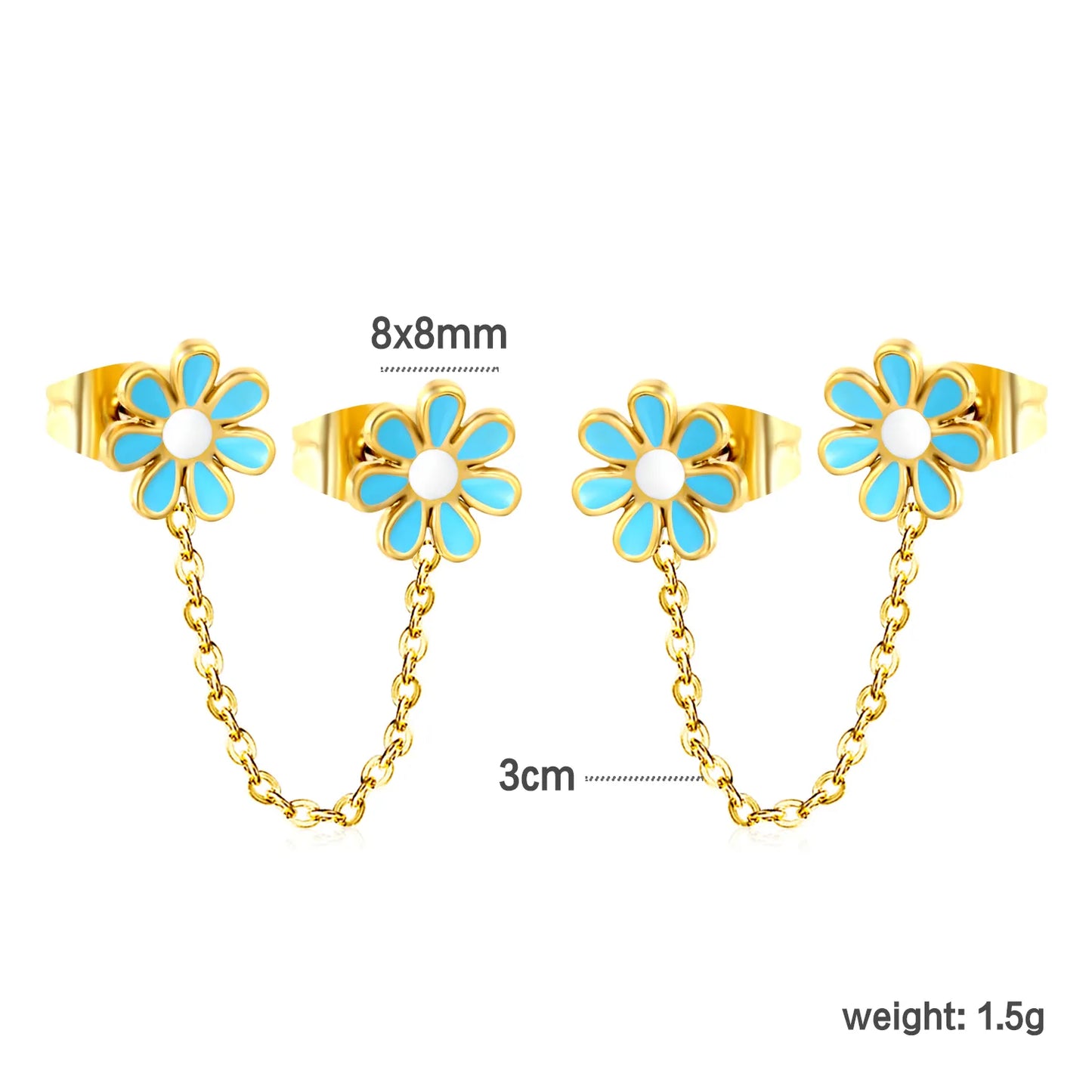 Wholesale 18k Gold Plated Daisy shape Stainless Steel Hypoallergenic Drop Earrings – Bulk Wholesale (12+ Pairs) 🌍 EU/US Supplier Trendy & Durable