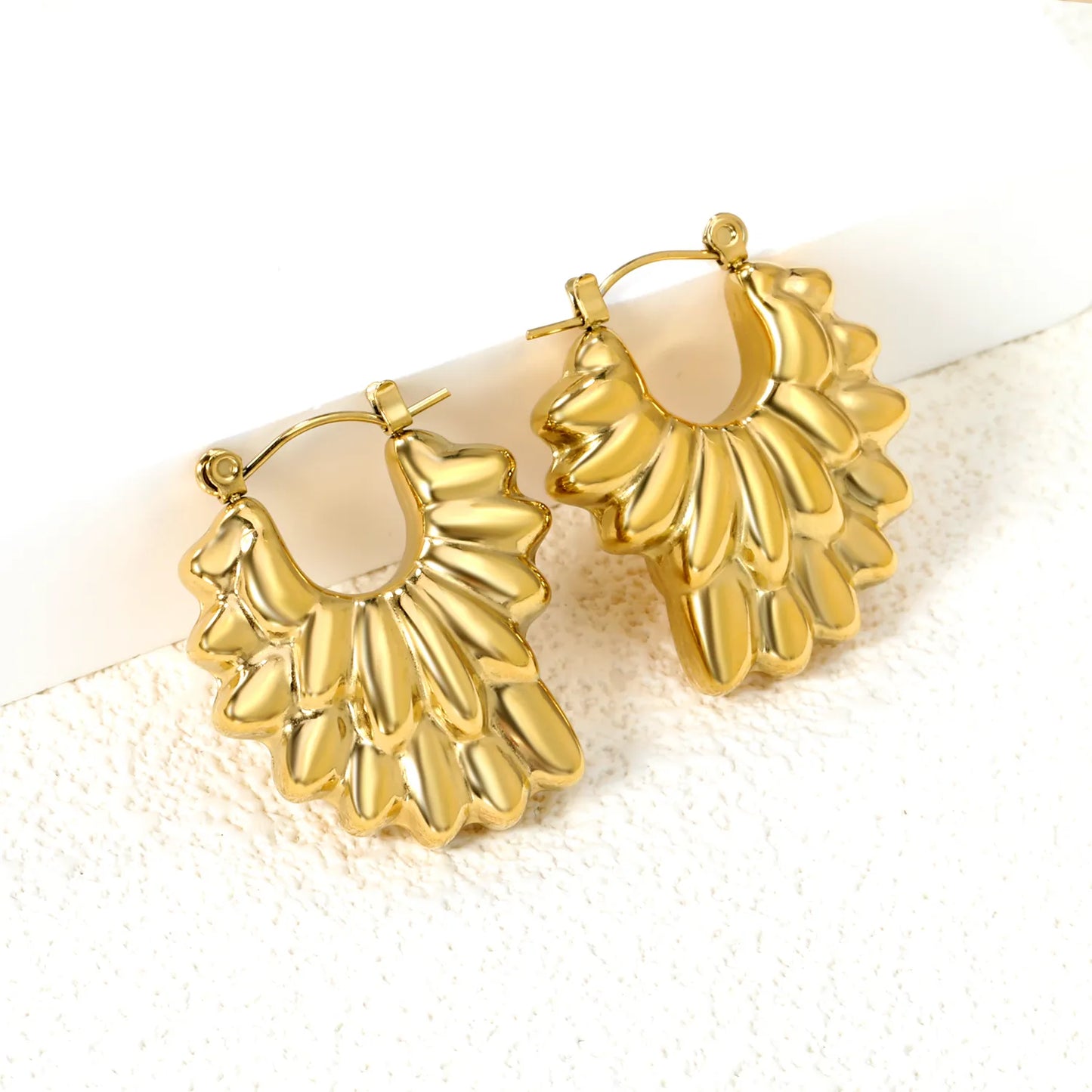 Wholesale PVD 18k Gold Stainless Steel Hoop Earrings Women Punk Hip Pop Pendant