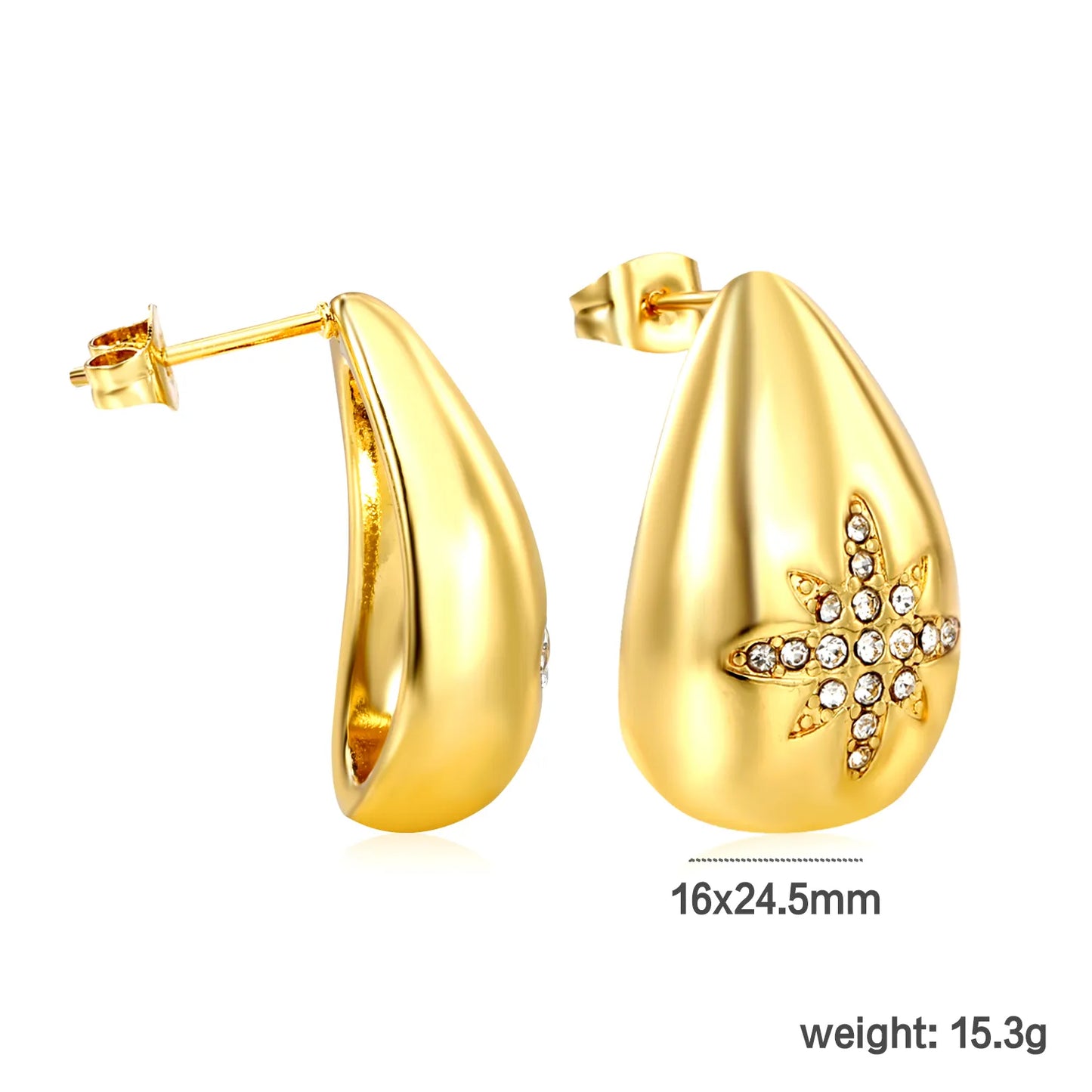 18k gold Droplet-shaped Stainless Steel Hypoallergenic Stud Earrings – Bulk Wholesale (12+ Pairs) 🌍 EU/US Supplier Trendy & Durable