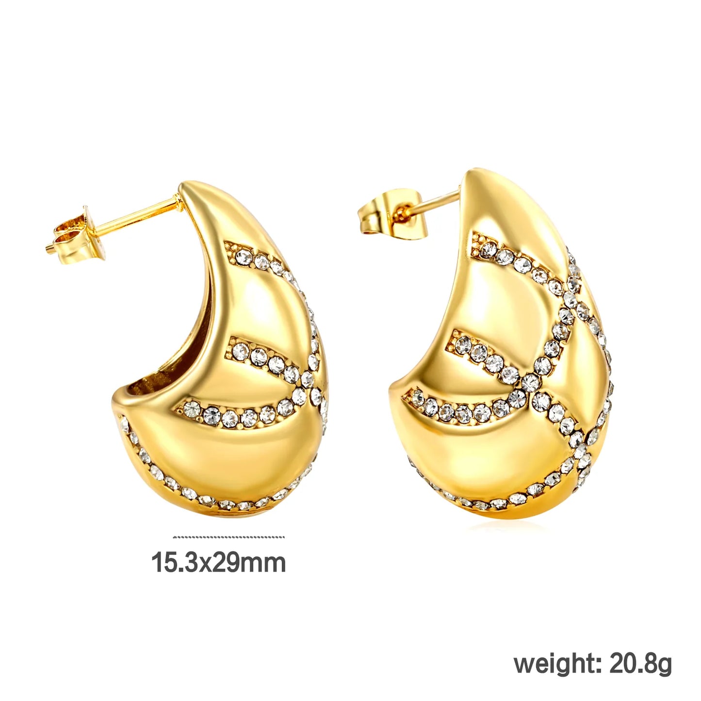 18k gold Droplet-shaped Stainless Steel Hypoallergenic Stud Earrings – Bulk Wholesale (12+ Pairs) 🌍 EU/US Supplier Trendy & Durable
