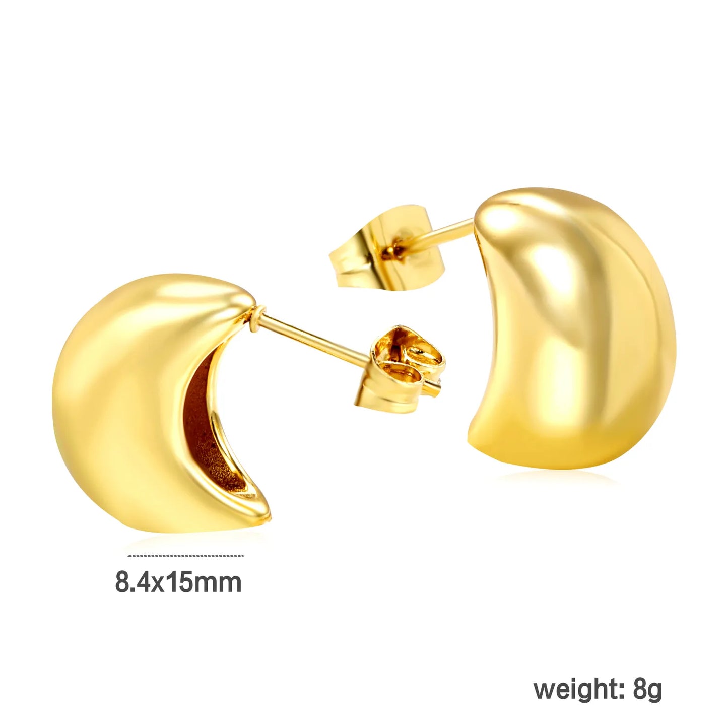 18k gold Droplet-shaped Stainless Steel Hypoallergenic Stud Earrings – Bulk Wholesale (12+ Pairs) 🌍 EU/US Supplier Trendy & Durable