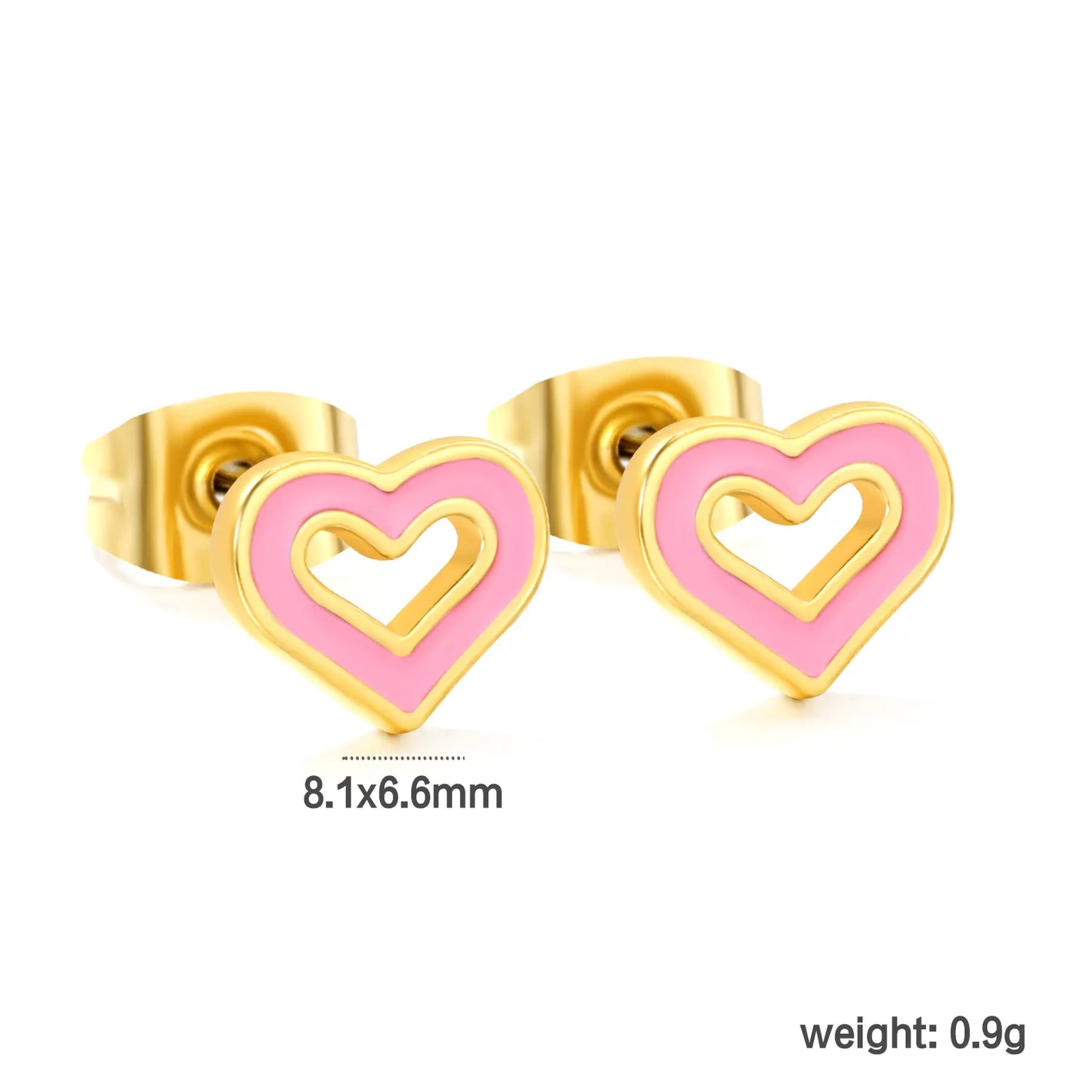 Small Skeleton 8.1*6.6mm Heart Stud Earring Wholesale Fine Jewelry Gold Plated Women