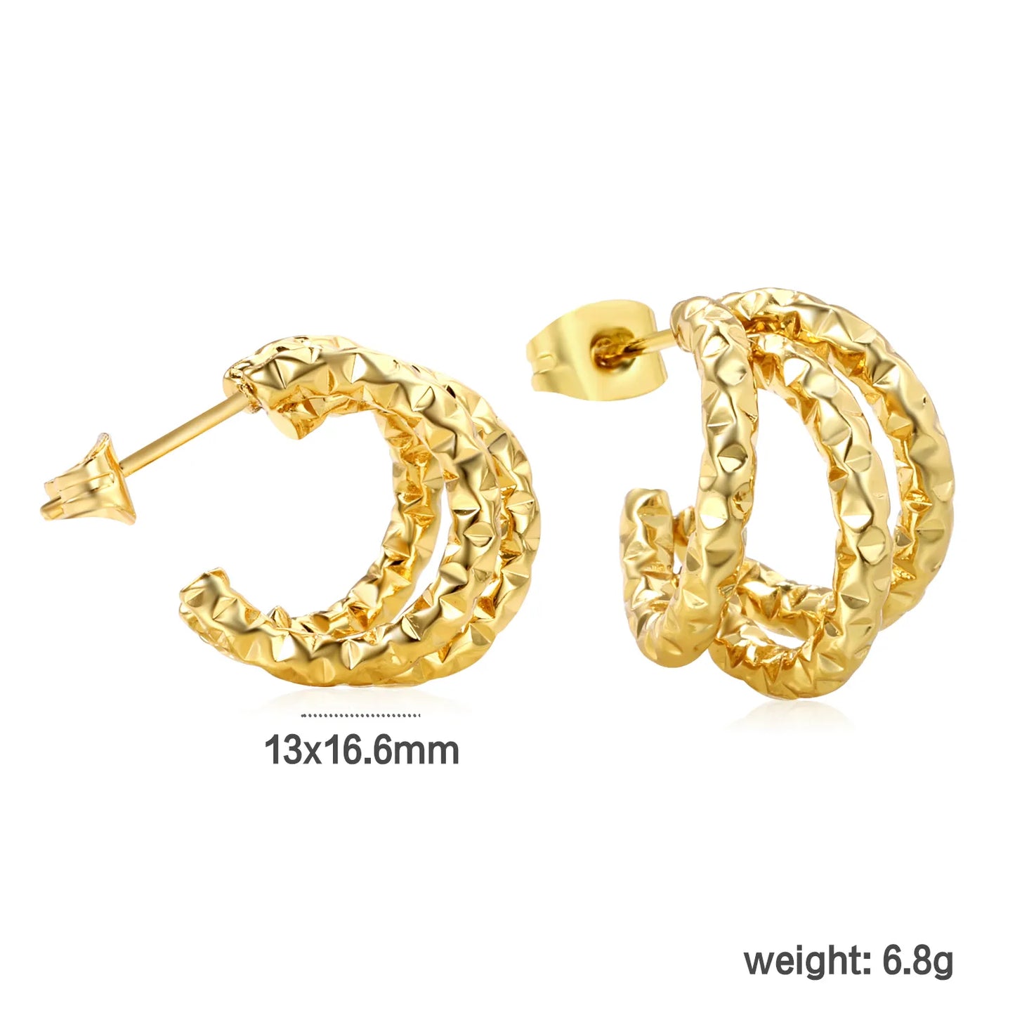 18K Gold Stainless Steel Hypoallergenic Stud Earrings – Bulk Wholesale (12+ Pairs) 🌍 EU/US Supplier Trendy & Durable