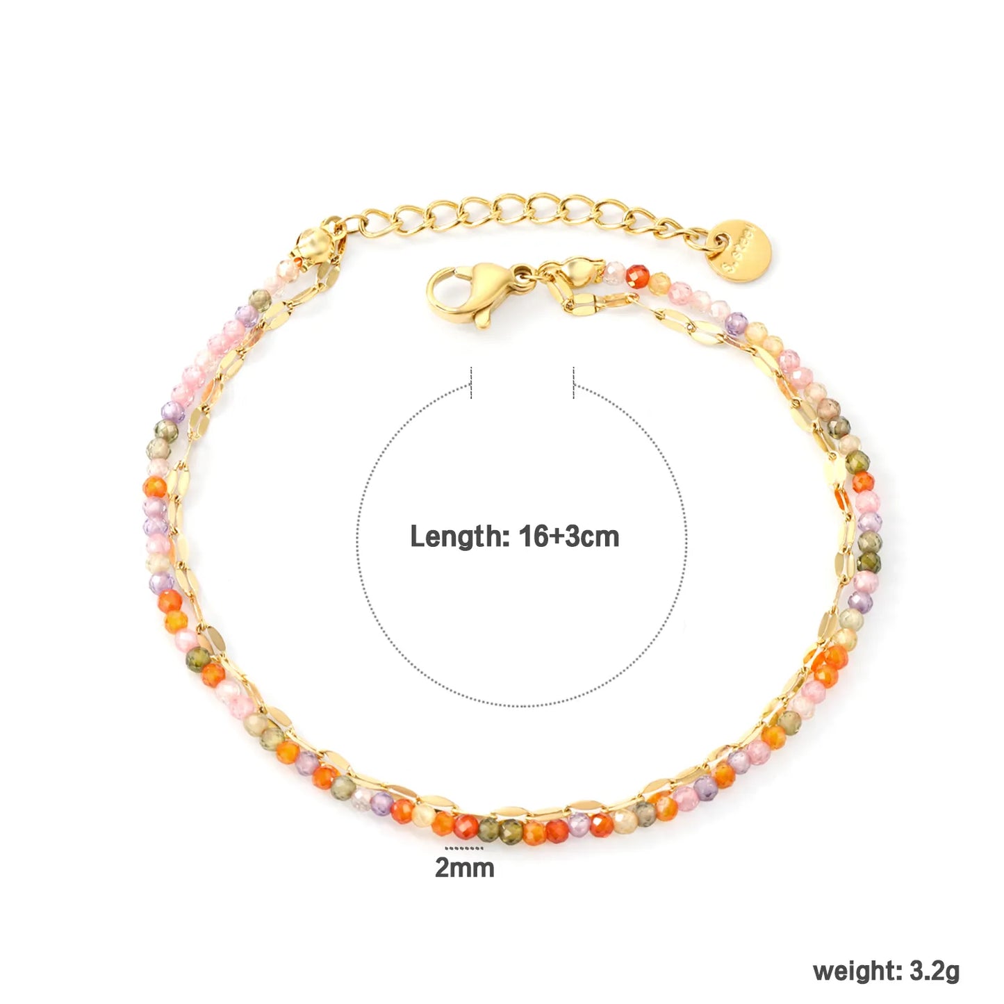 ✨ 16+3cm-20+3cm 18K Gold Plated Zircon Bracelet Wholesale (MOQ 12+) | Stainless Steel Hypoallergenic 🌍 | Dainty Chain & Charm Bracelets