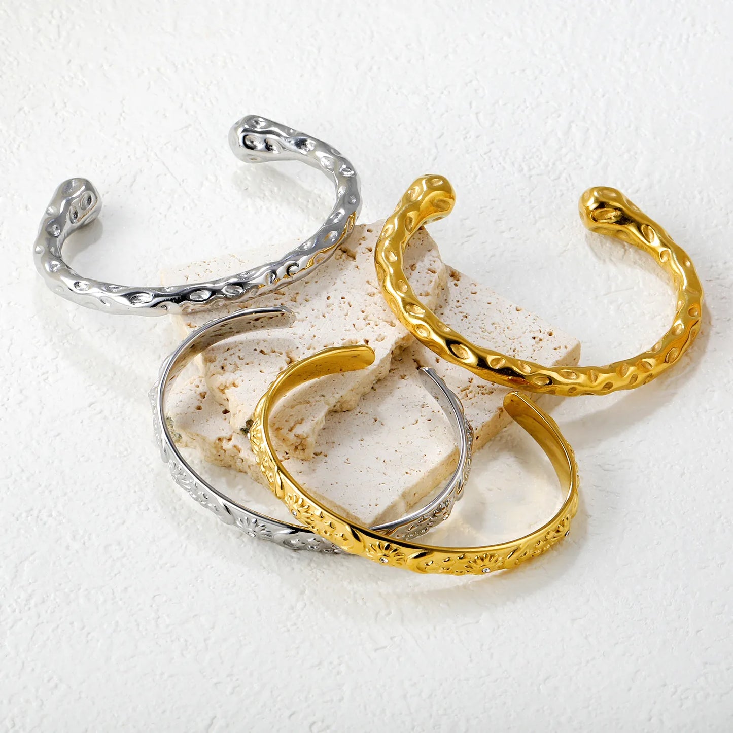 ✨ 18K Gold PVD & Silver Tone Bangle Bracelet Wholesale (MOQ 12+) | Stainless Steel 🌍 | Hypoallergenic Cuff & Chain Bangles