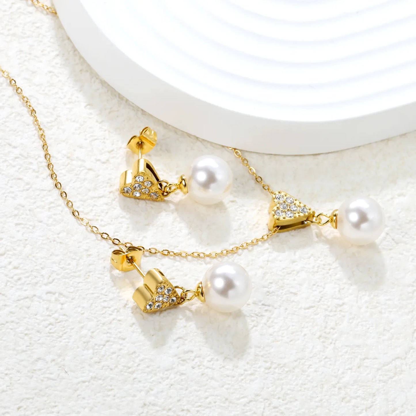 ✨ Gold Stainless Steel Necklace + Earrings | 40+5cm Chain | Wholesale Bulk