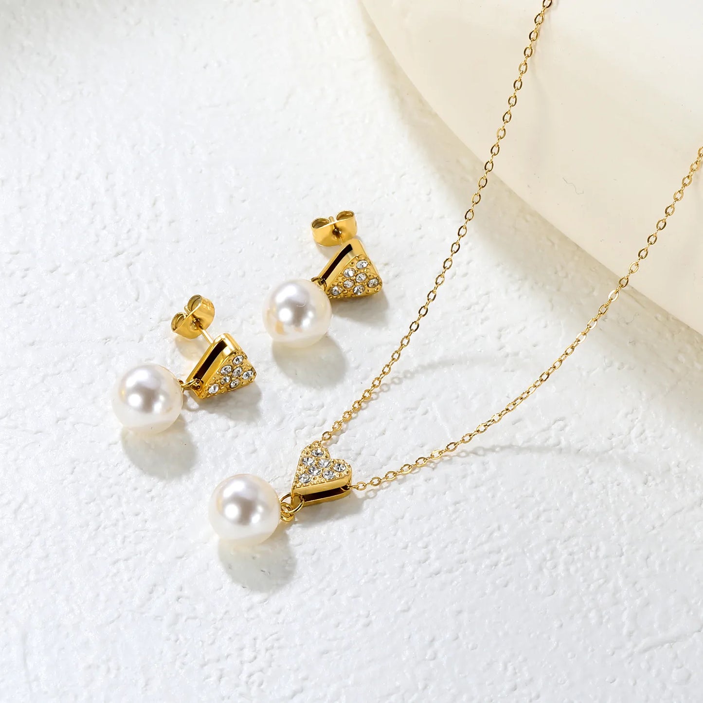✨ Gold Stainless Steel Necklace + Earrings | 40+5cm Chain | Wholesale Bulk