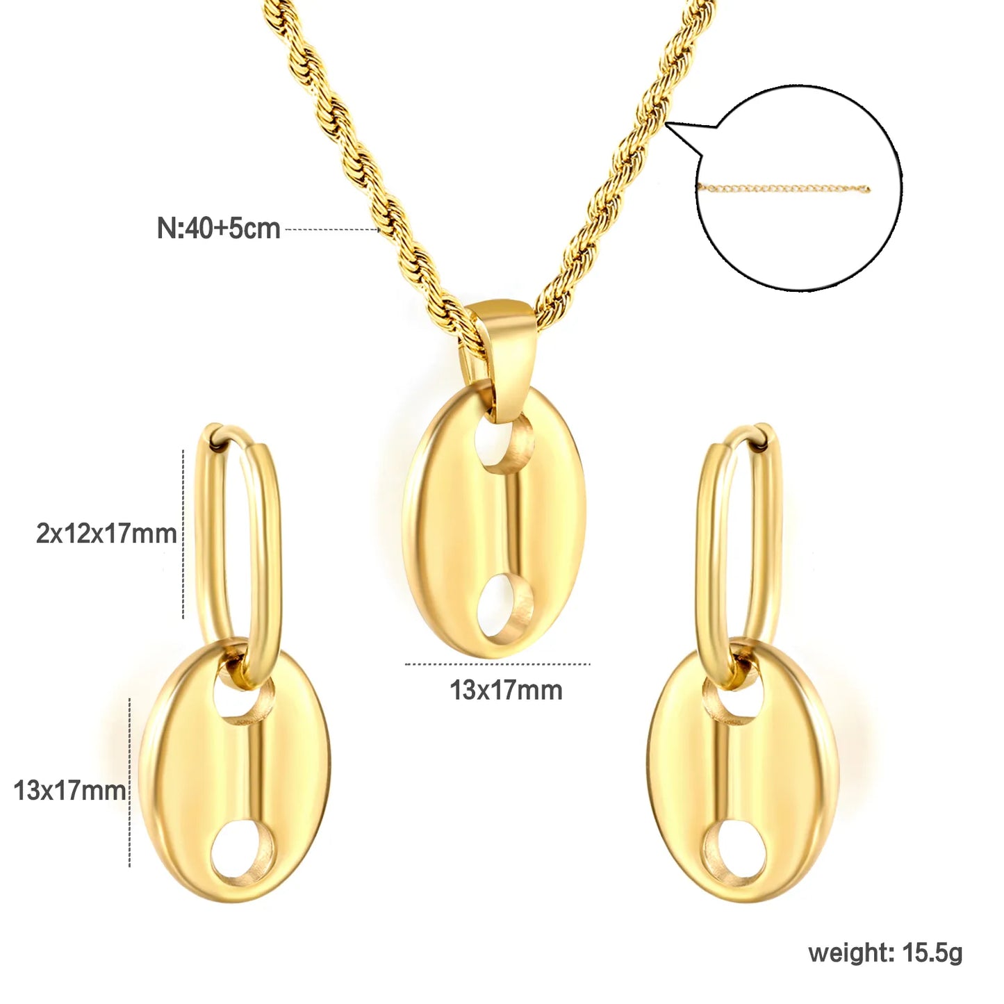 ✨🌊 18K Gold plated Shell shape Jewelry Set Wholesale (MOQ 12+) | Stainless Steel Necklace & Earrings 🌍 | Hypoallergenic Luxury Gift Set