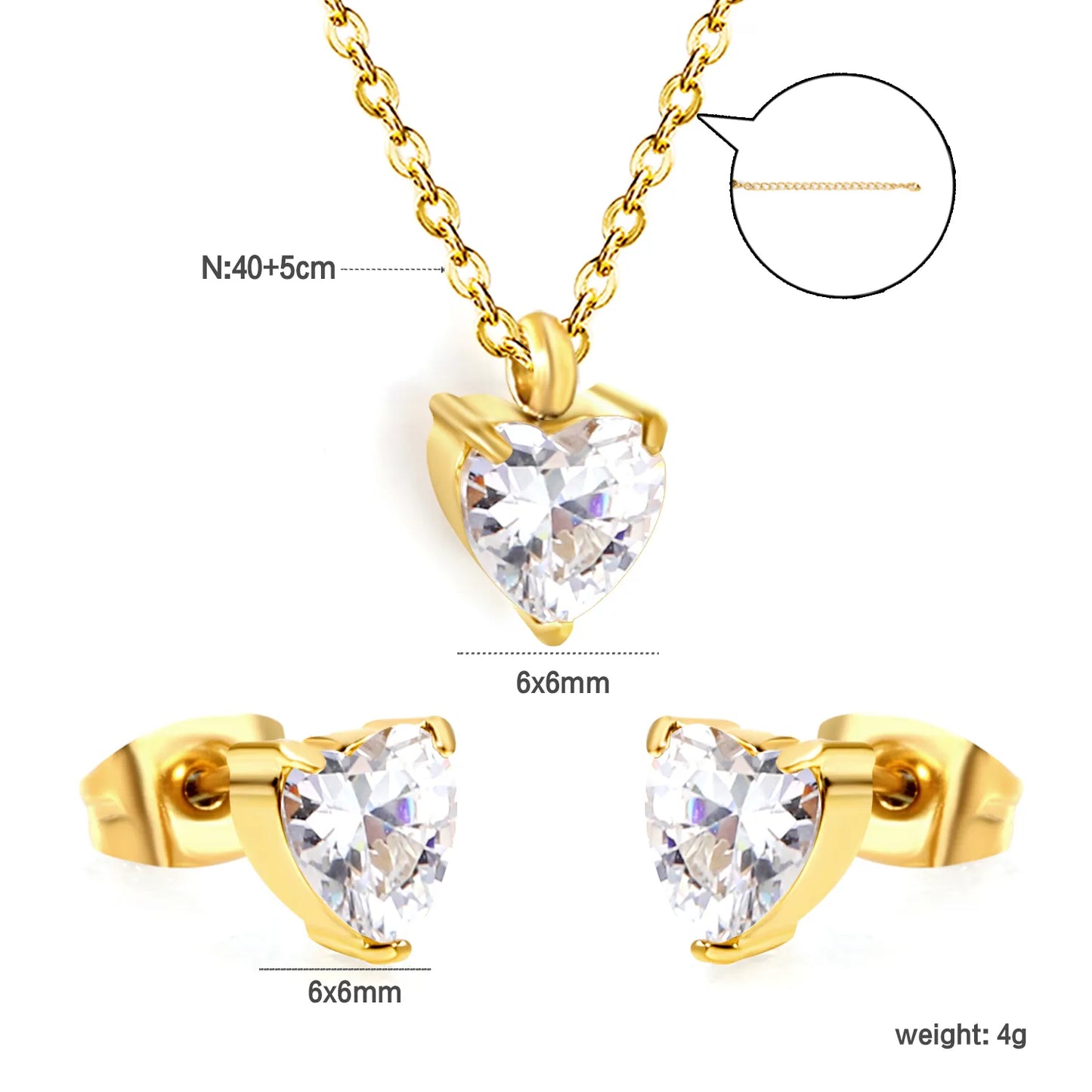 ✨💎 18K Gold Zircon With Six Shape Jewelry Set Wholesale (MOQ 12+) | Stainless Steel Necklace & Earrings 🌍 | Hypoallergenic Luxury Gift Set